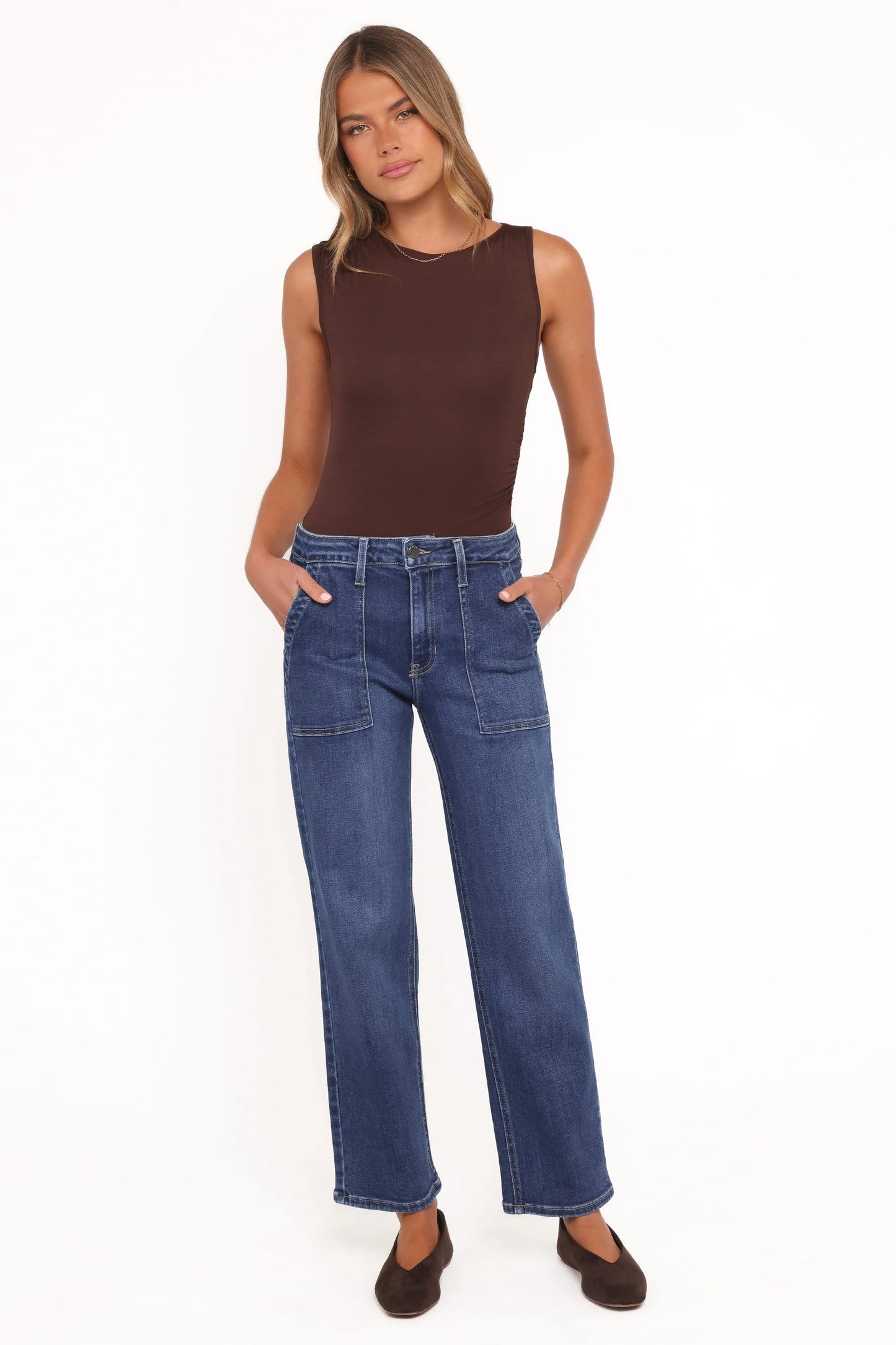 Amara Utility Pocket Straight Jean - Dark Wash