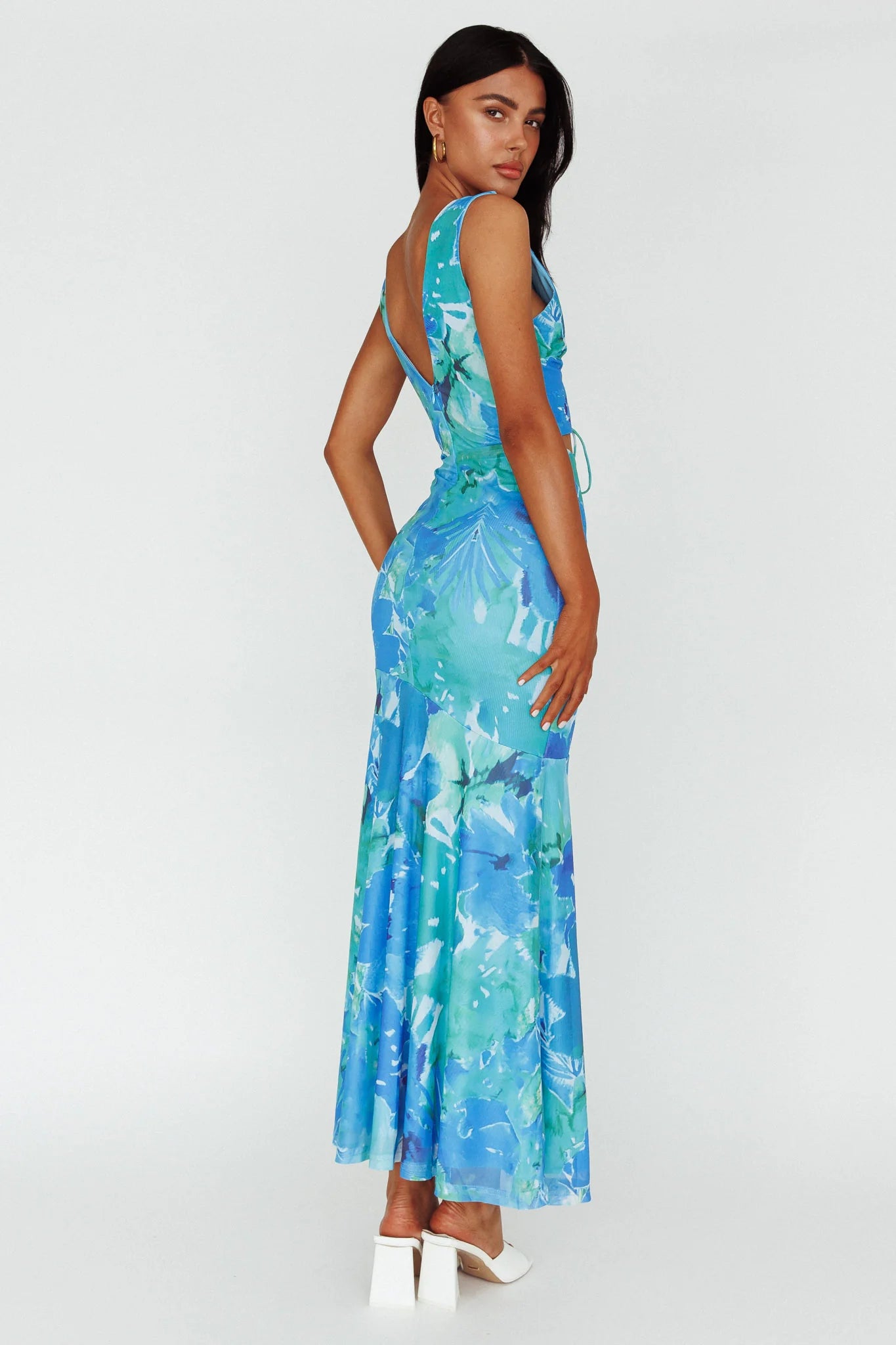 Summerlove Lace-Up Bodice Midi Dress Green