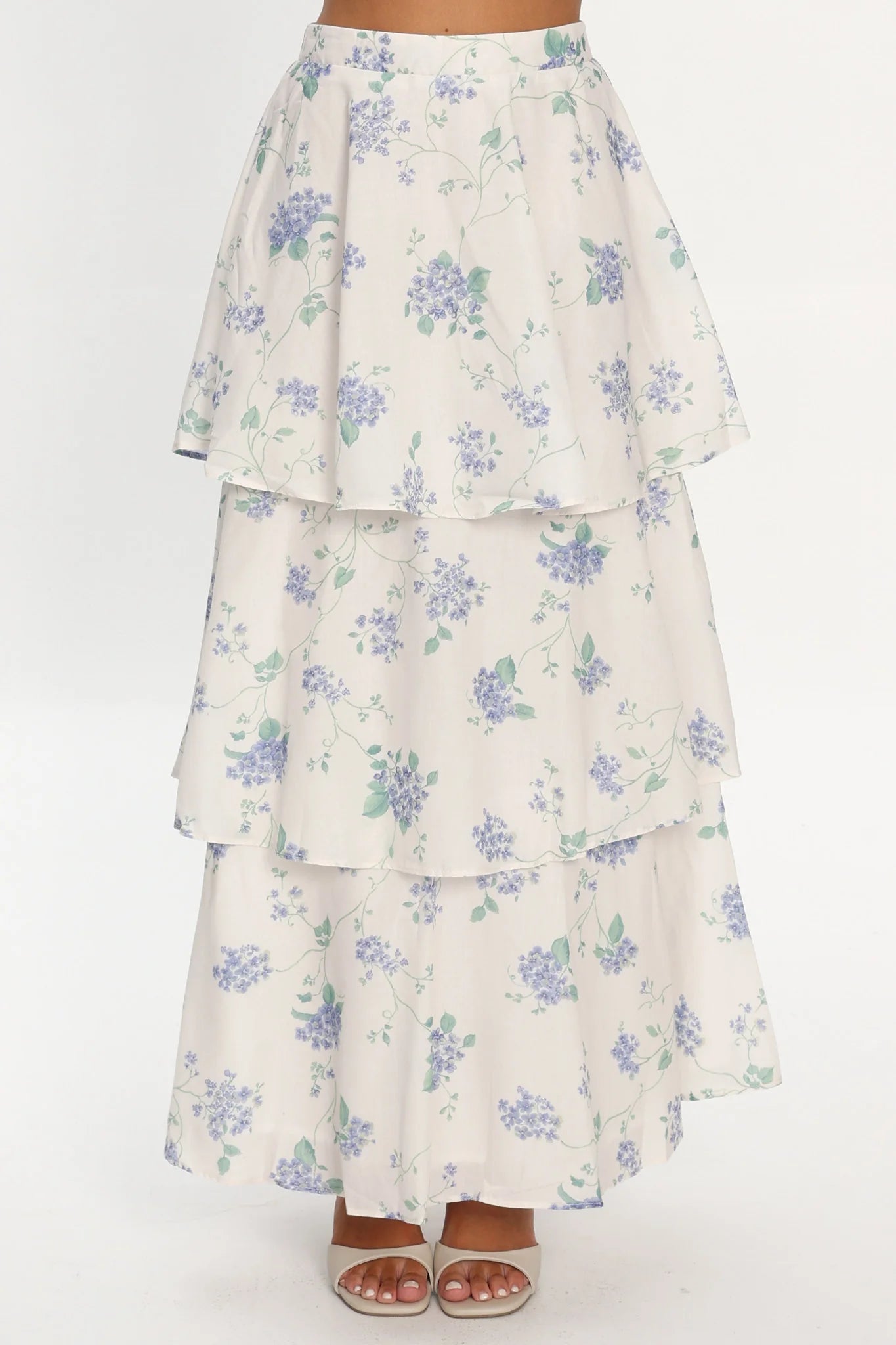 Dixon Tiered Maxi Skirt Floral Beige