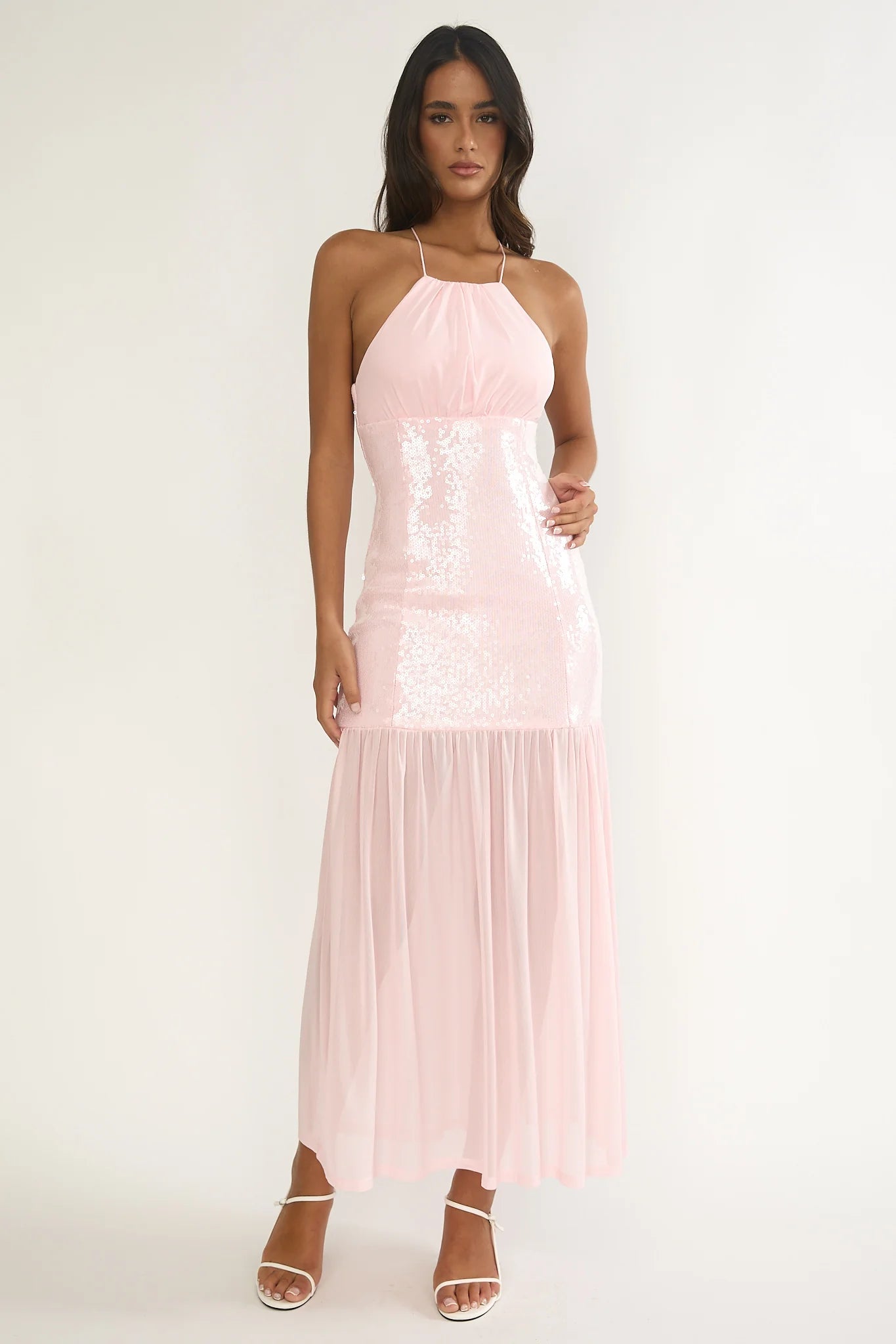 Wilma Sequin Bodice Maxi Dress Pink