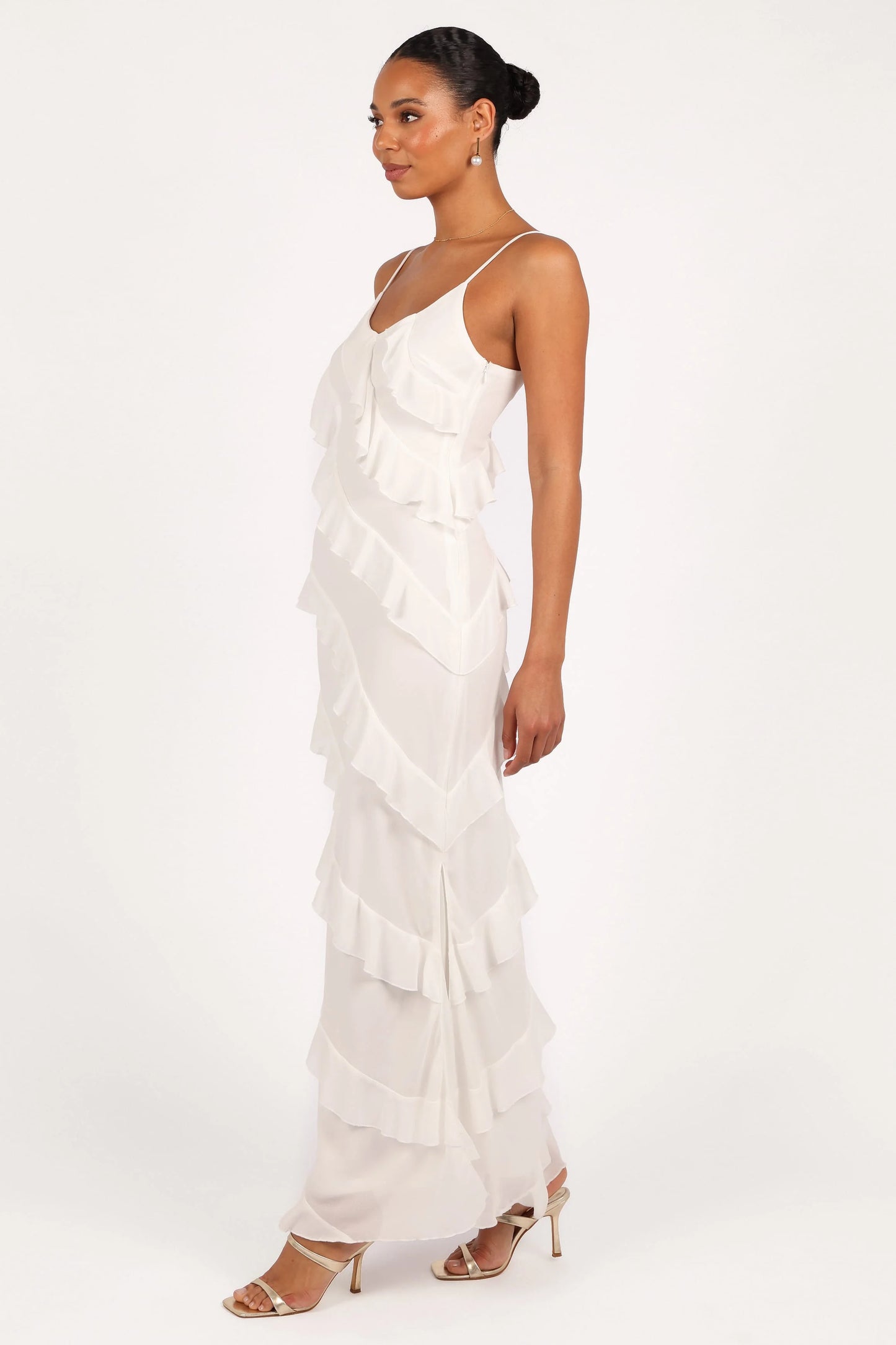 Ciao Ruffles Maxi Dress - Cloud White
