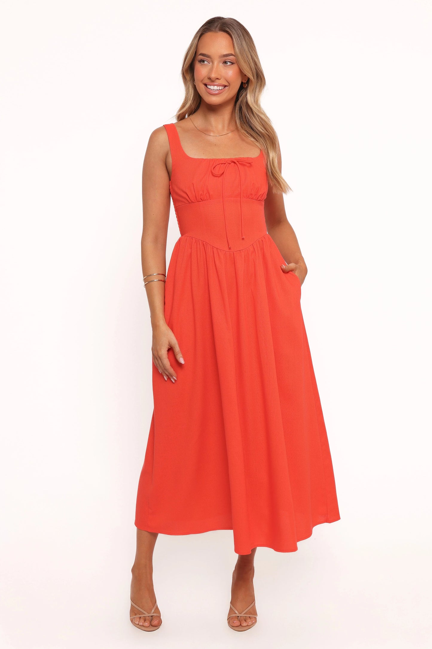 Kinslee Midi Dress - Coral