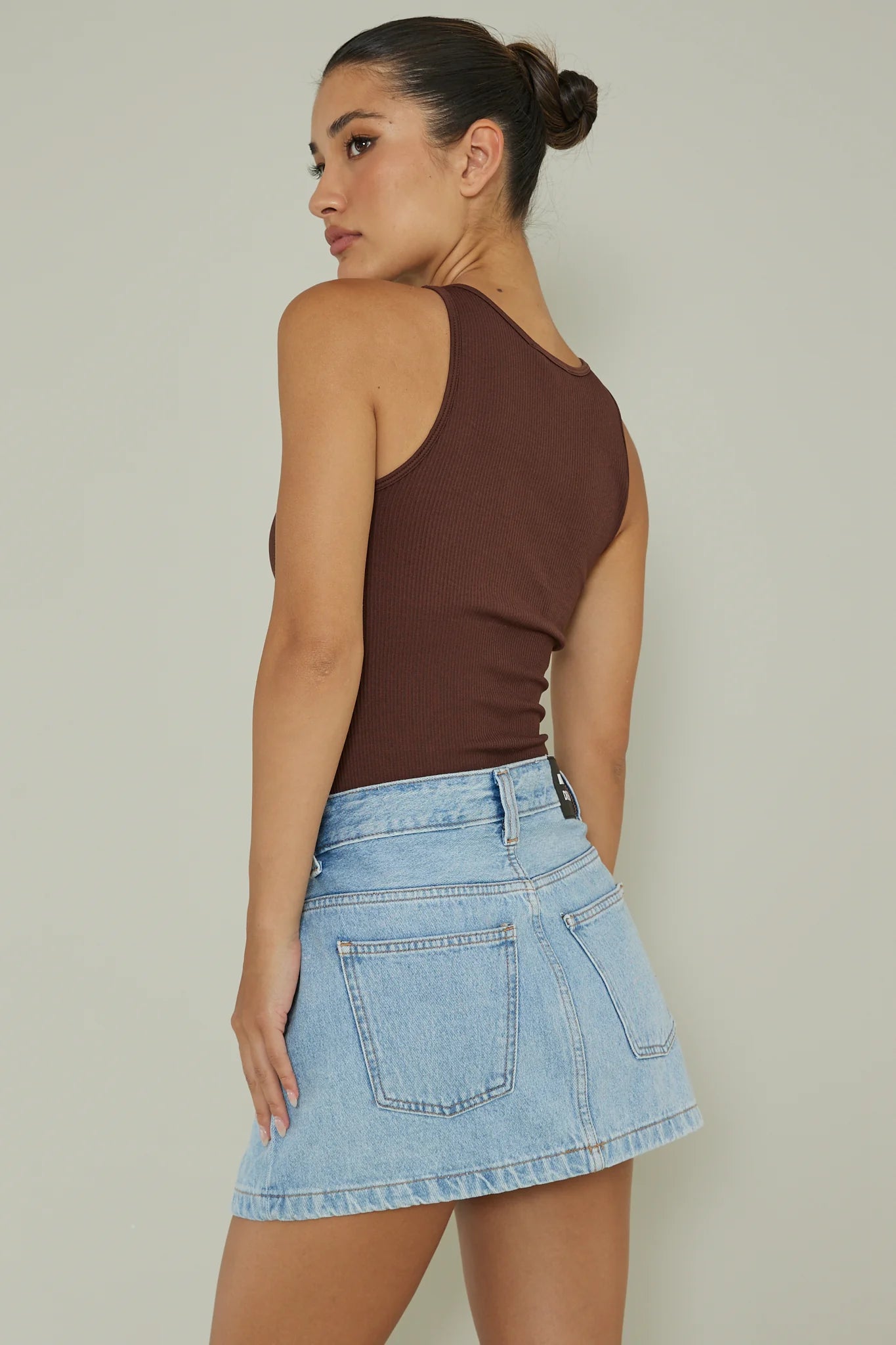 Attitude Ribbed Leotard Chocolate