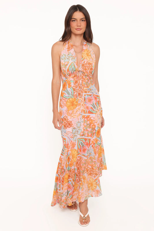 Alkira Maxi Dress - Orange Summer Garden