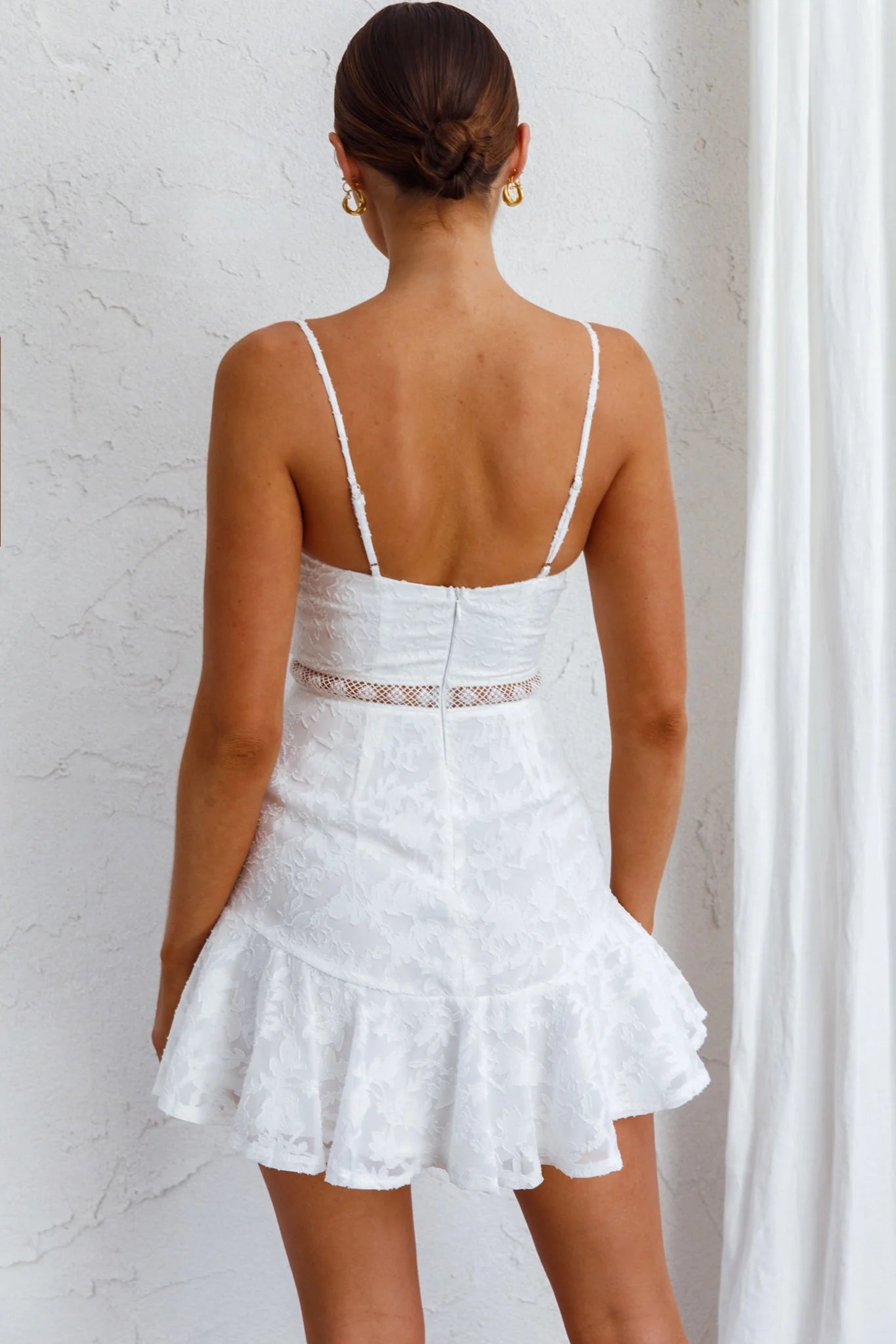 Surabaya Twist Bust Textured Mini Dress White