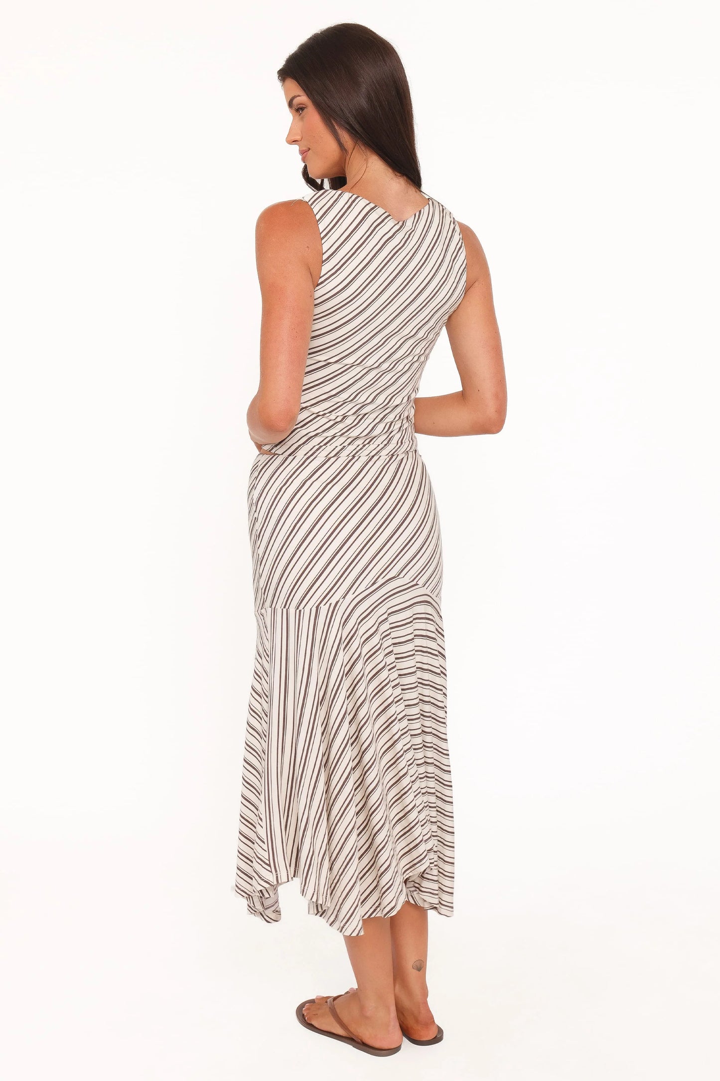 Amber Skirt Set - Cream/Brown Stripe