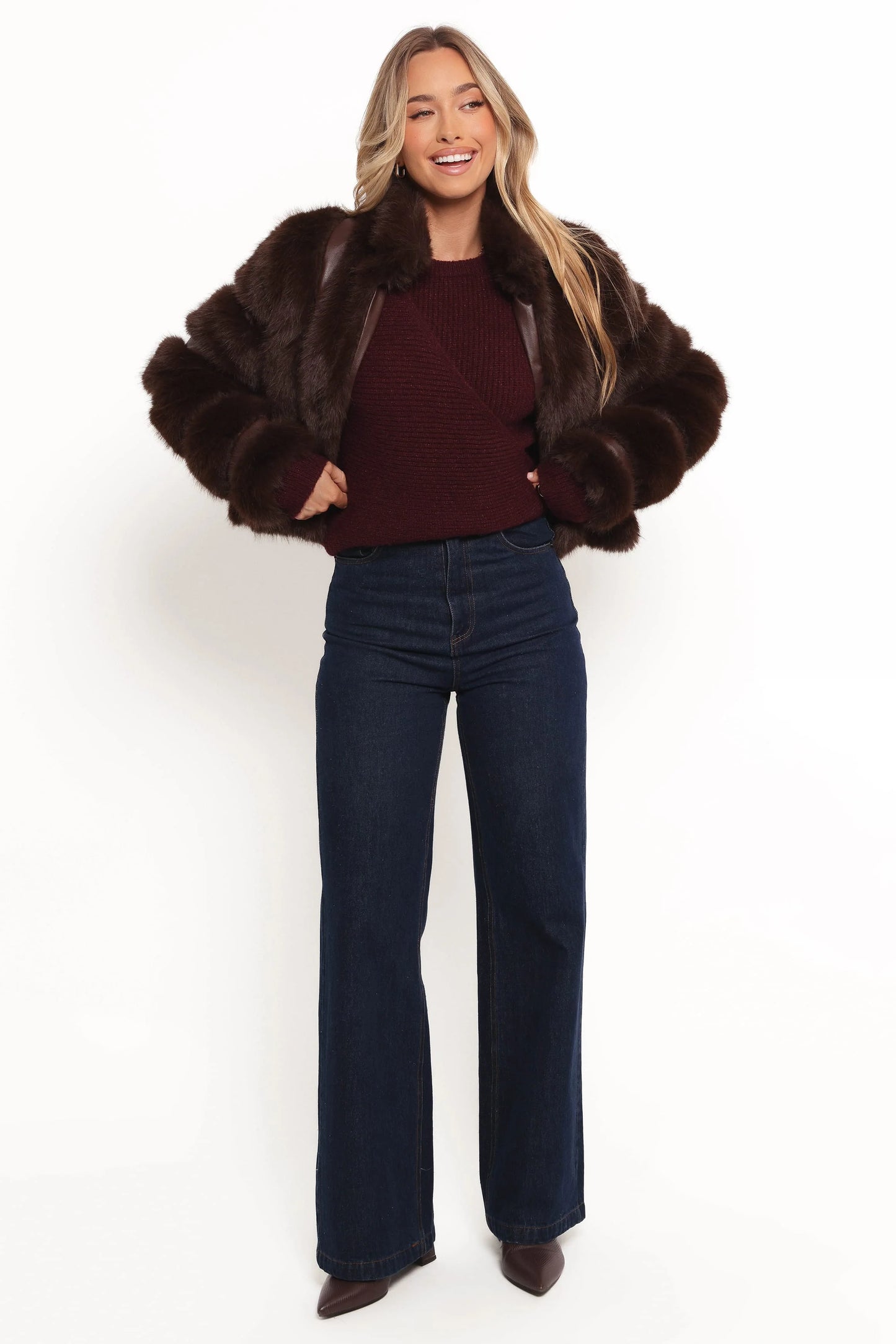 Velma Channel Faux Fur Jacket - Chocolate