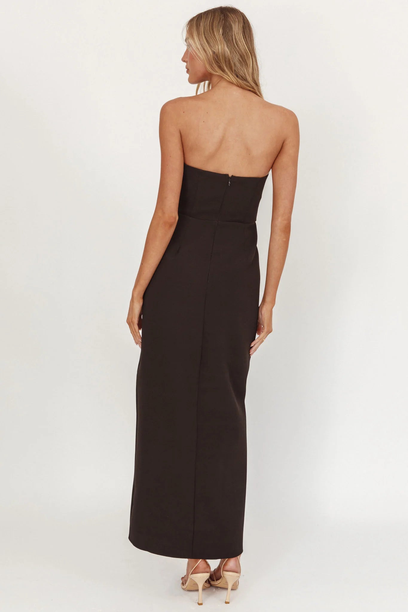 Samanntha Strapless Bow Detail Midi Dress Black