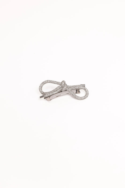 Whitney Bow Hair Clip - Silver