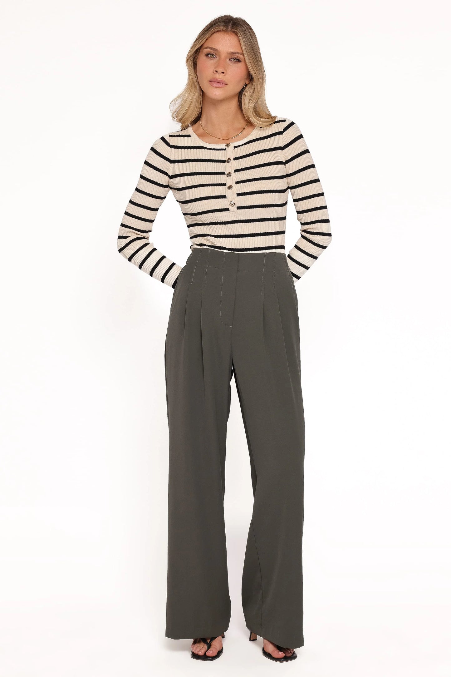 Hayden Pleated Wide Leg Pant - Dark Olive