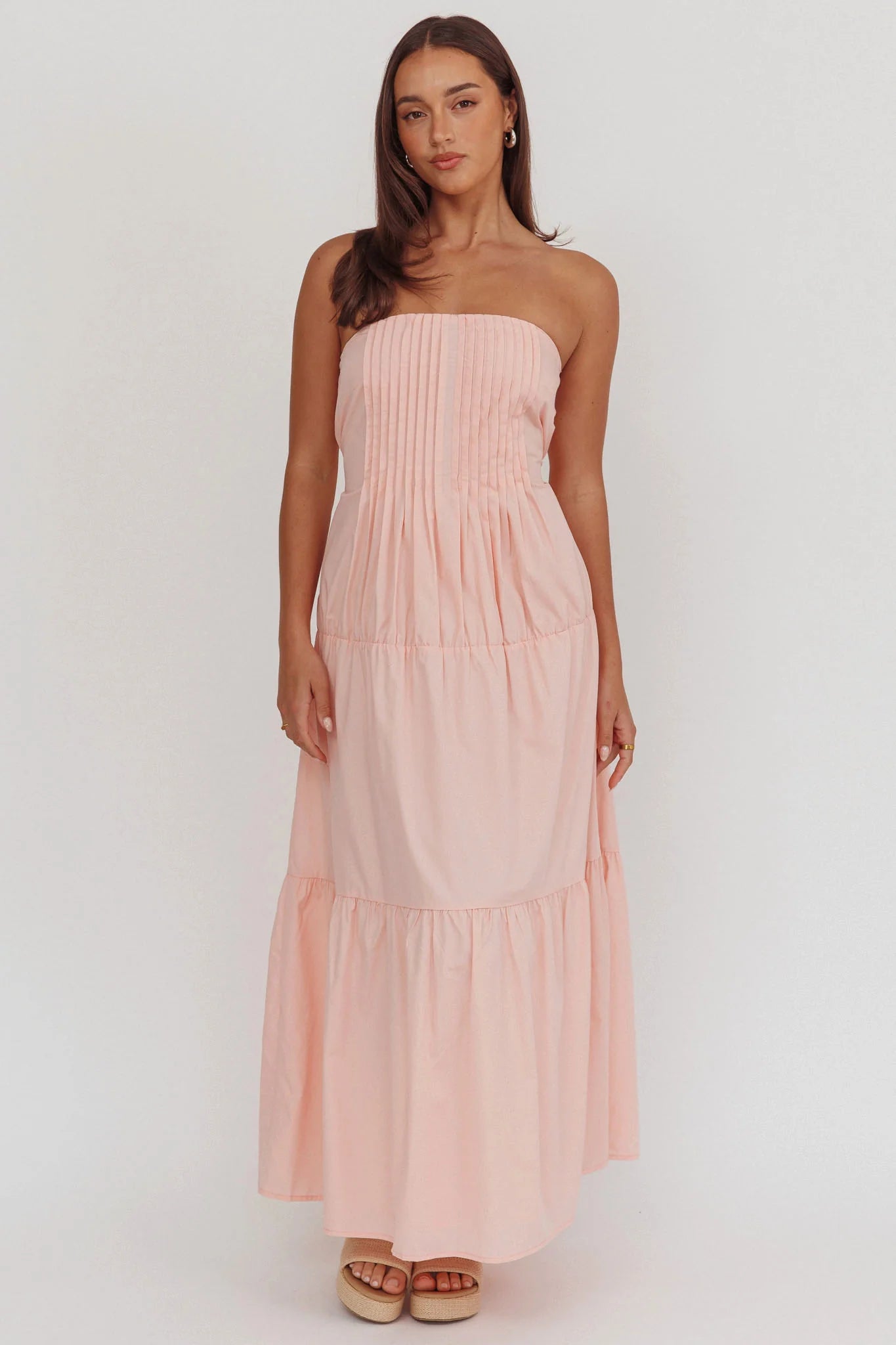 Deisa Pintuck Pleat Maxi Dress Cheek