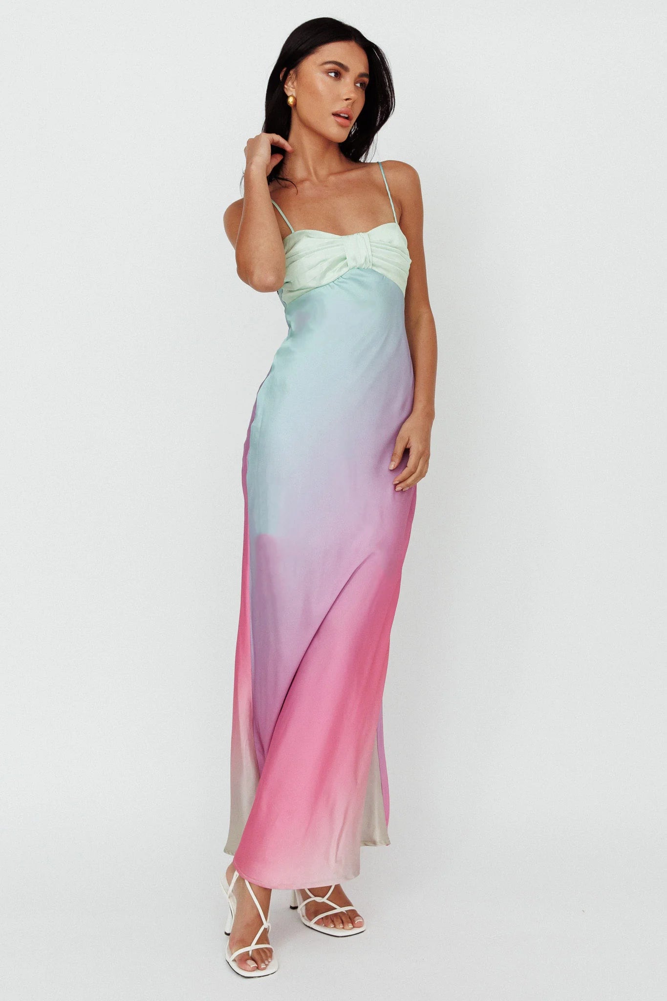 Siva Gathered Bust Midi Dress Ombre Multi