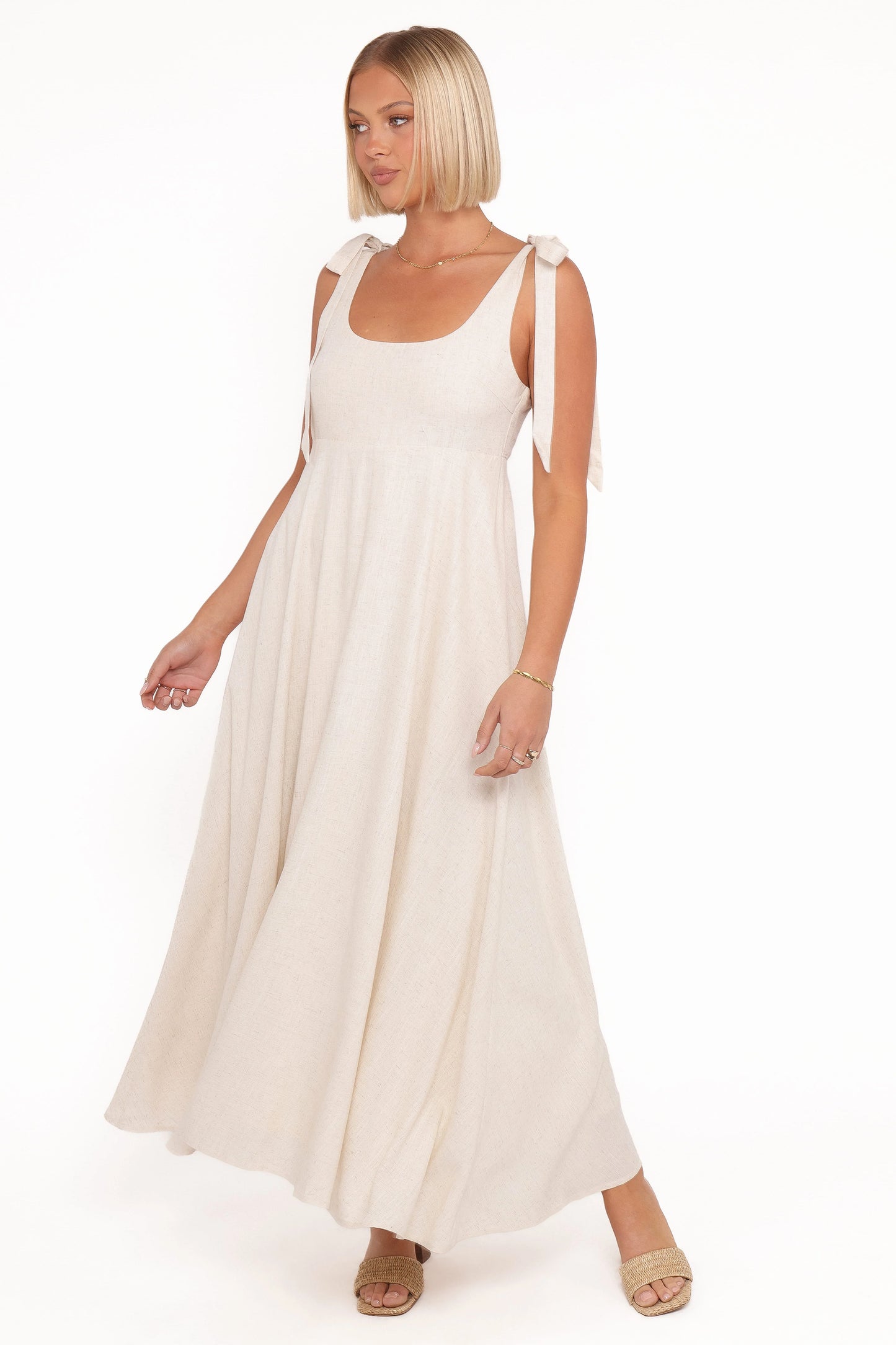 Valara Tie Shoulder Maxi Dress - Oatmeal