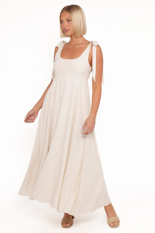 Valara Tie Shoulder Maxi Dress - Oatmeal