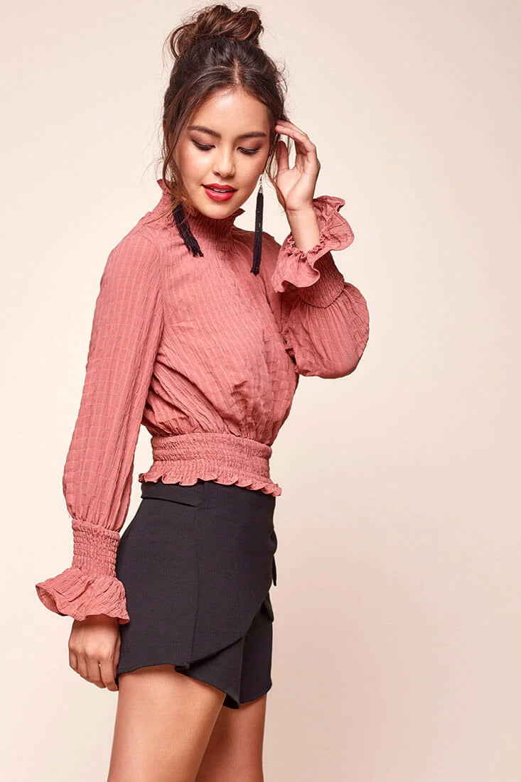 Nicole Cropped Puffy Top Rose