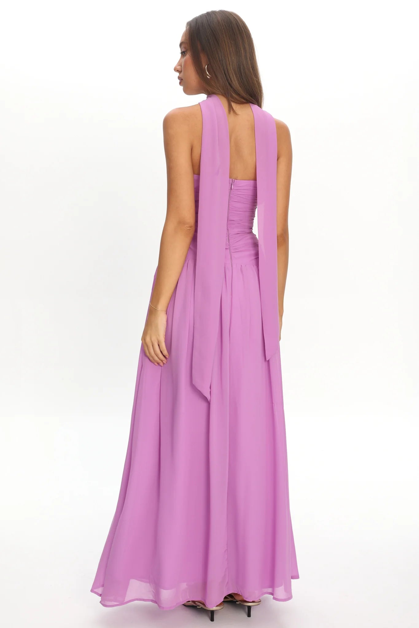 Novarra Twist Bust Strapless Maxi Dress Lilac