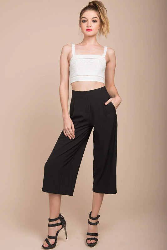 Stark High Waistline Gaucho Pants Black