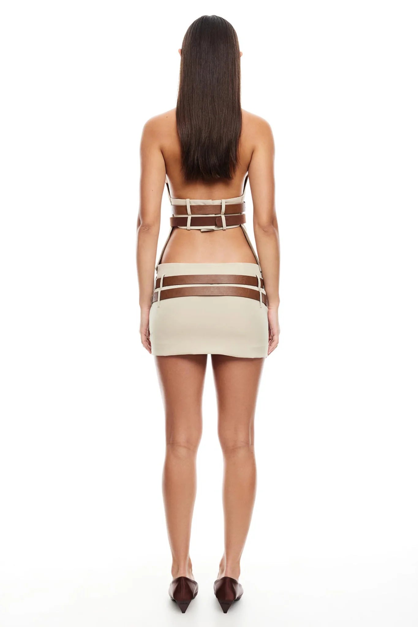 LIONESS Ethereal Buckle Skirt Beige