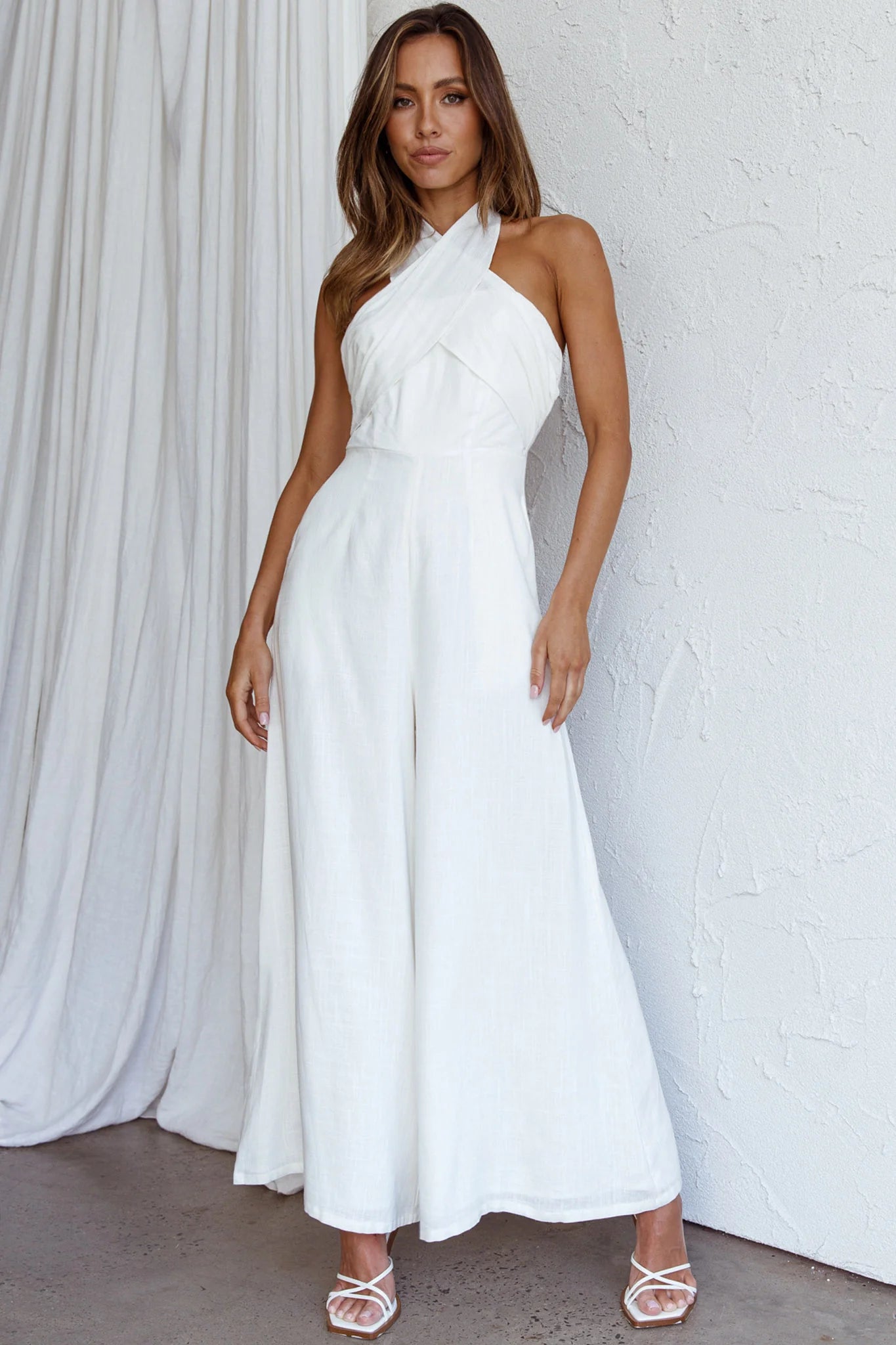 Stars Align Halterneck Jumpsuit White
