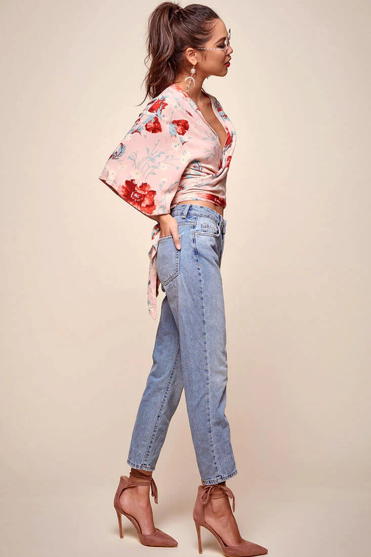 Rivera Waist Tie Floral Top Pink