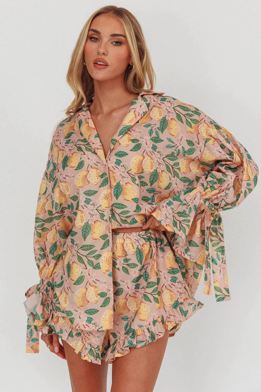 Telling Secrets Frill Trim Shorts Lemon