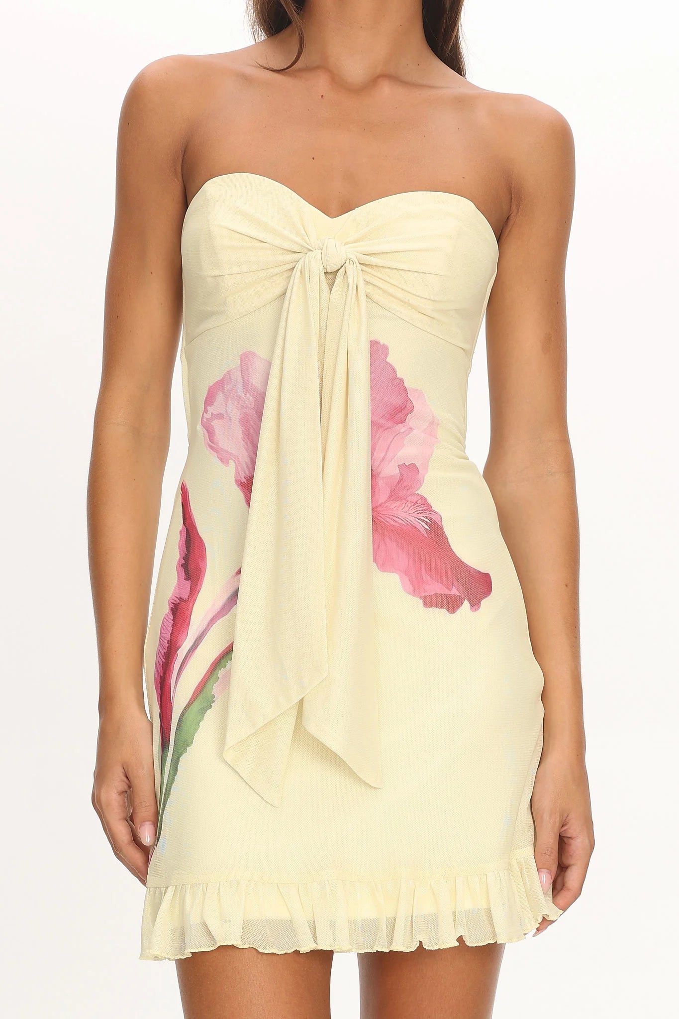 Evandra Sweetheart Neckline Strapless Mini Dress Lemon