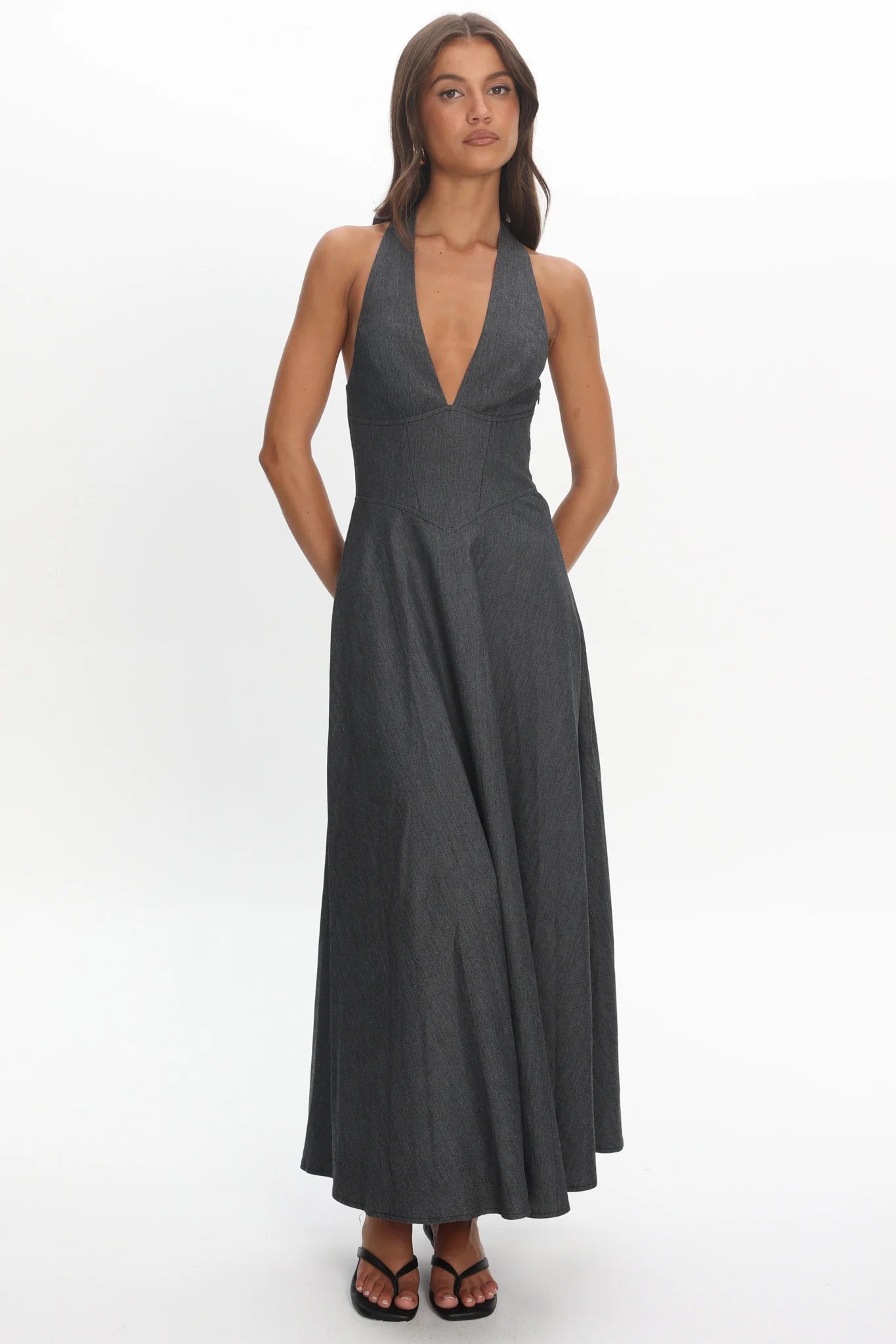 Riga Halterneck Maxi Dress Black