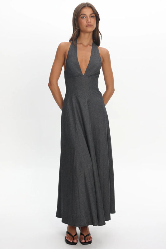 Riga Halterneck Maxi Dress Black