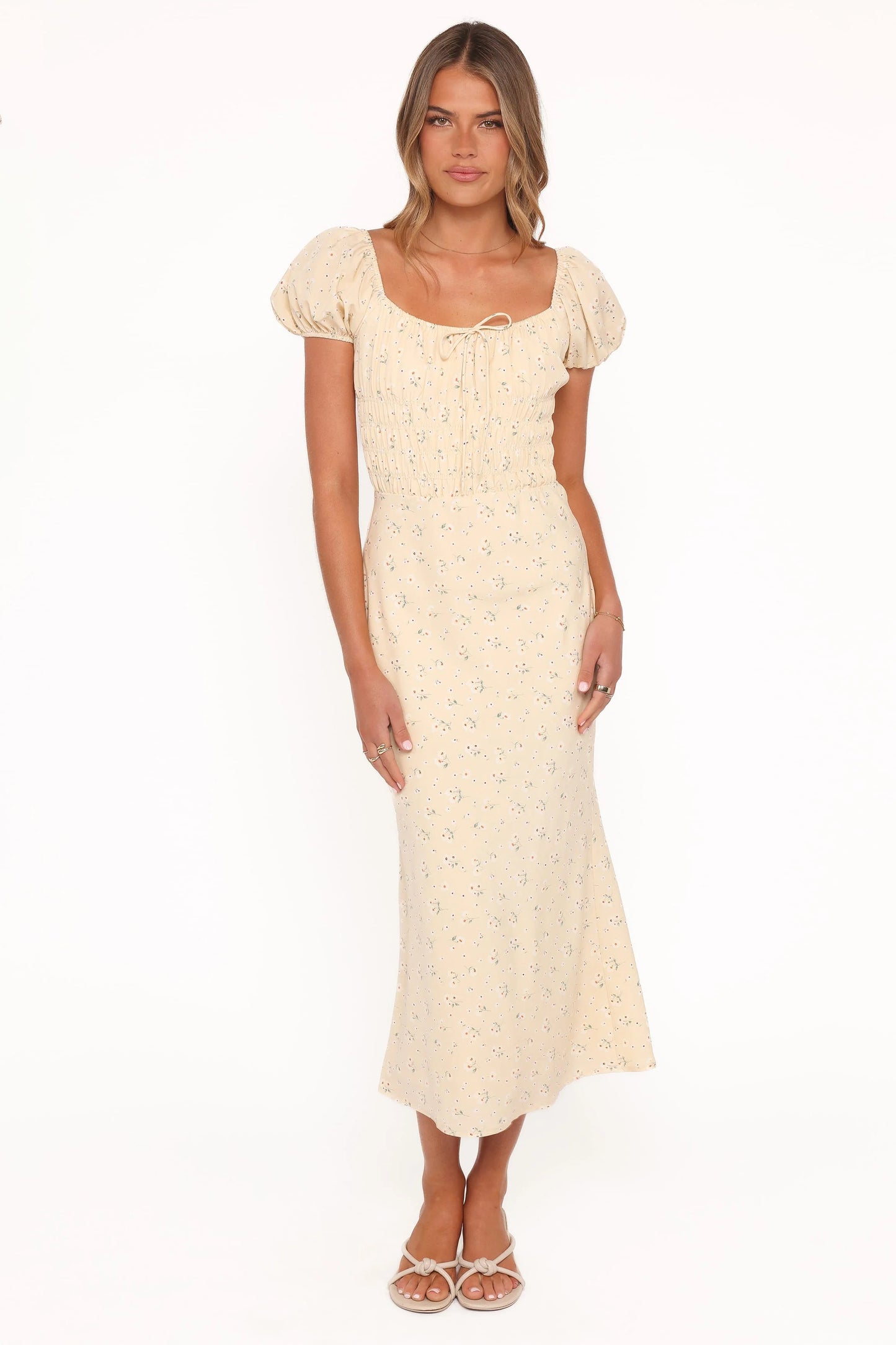 Teigan Midi Dress - Yellow Floral