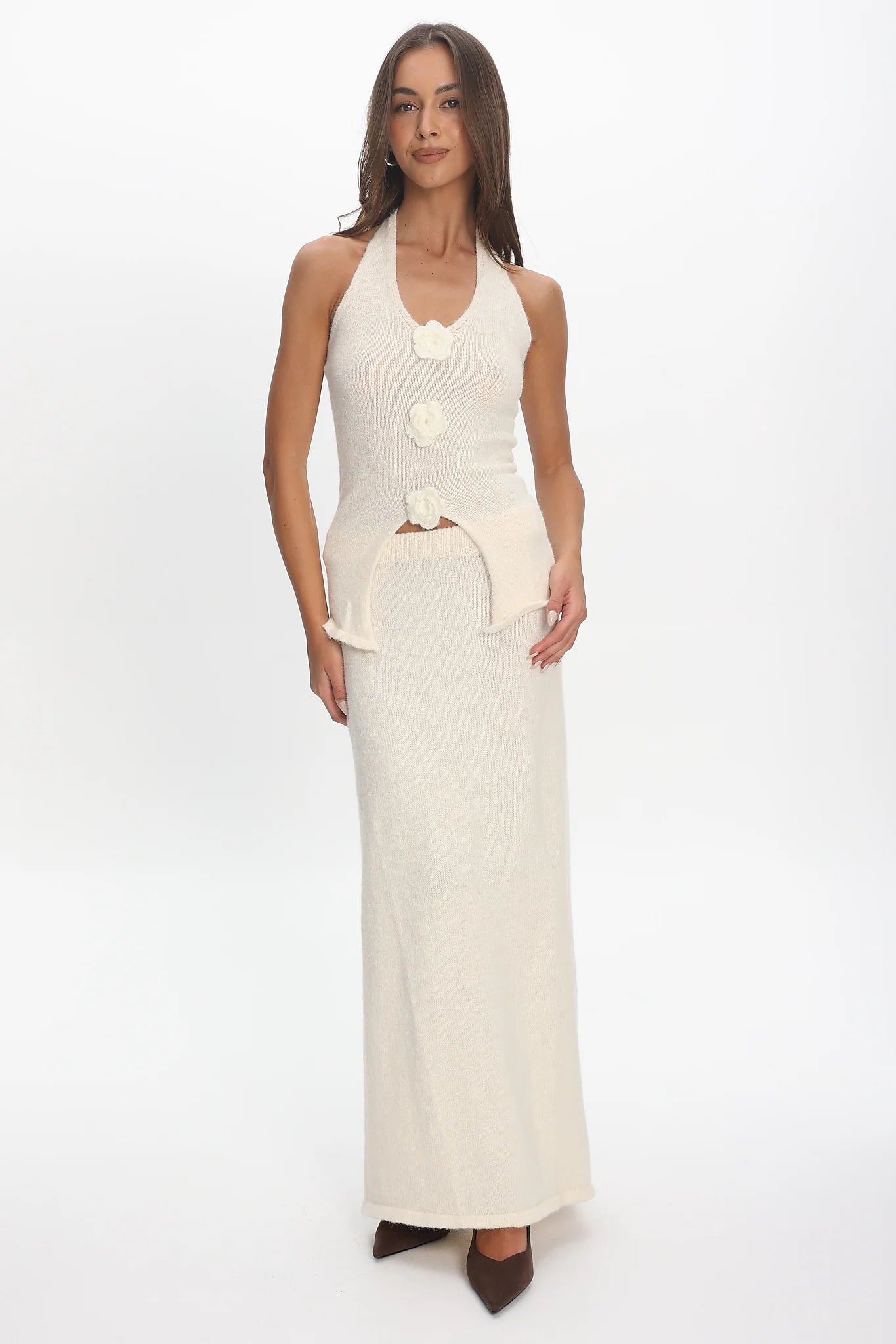 Duma Knit Maxi Skirt Cream