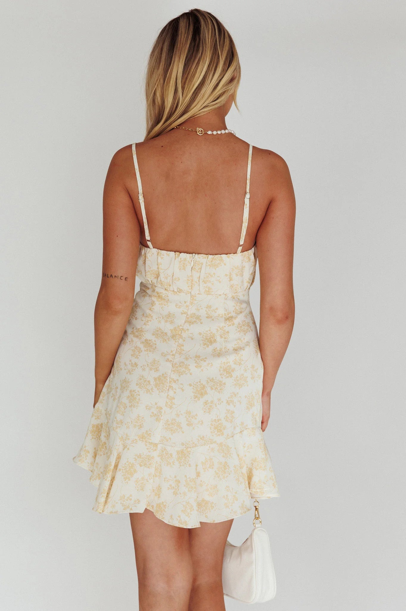 Promise Me Ruched Bust Pintuck Pleat Detail Dress Floral Yellow