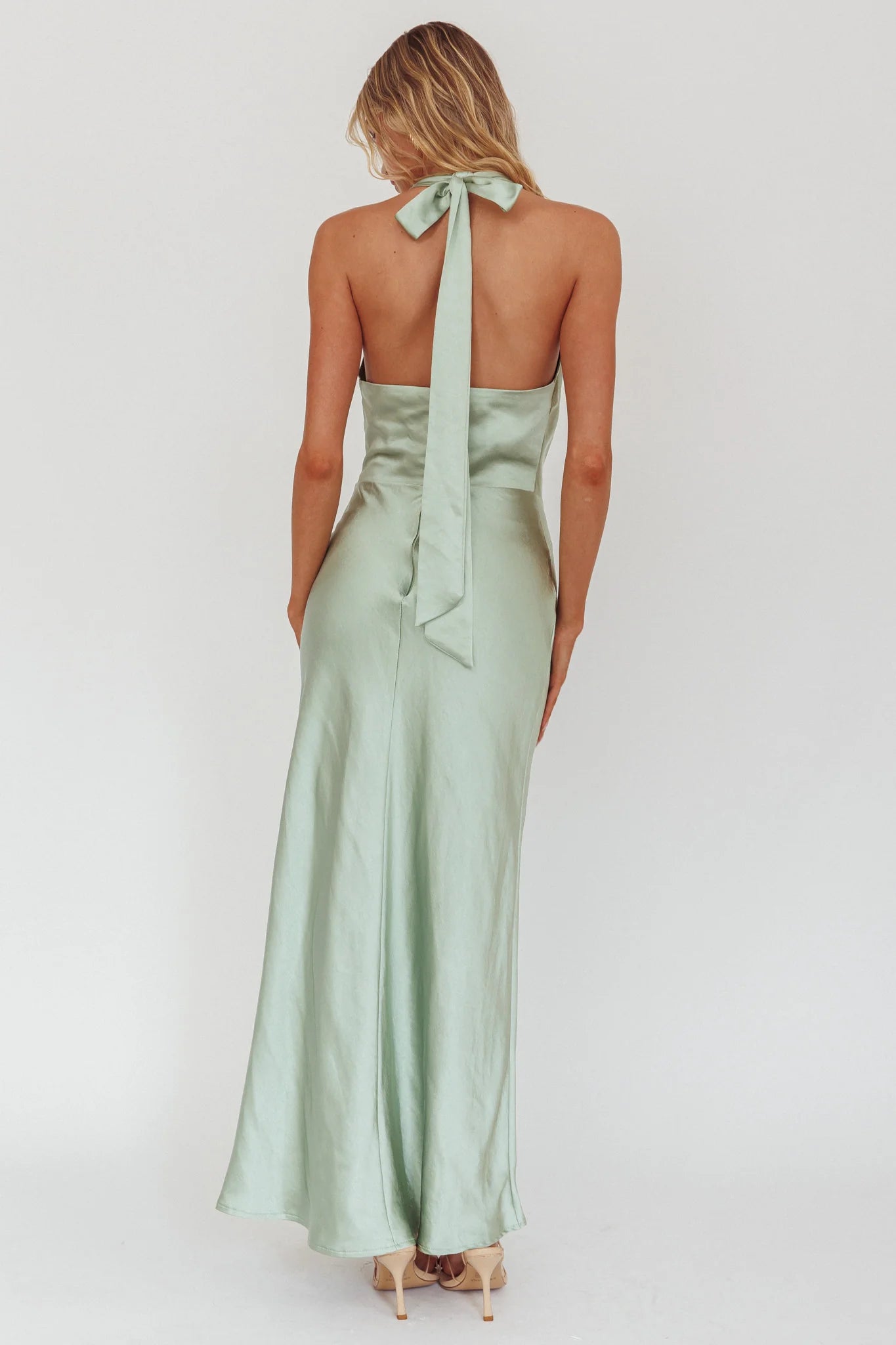 Element Tied Halter Maxi Dress Sage