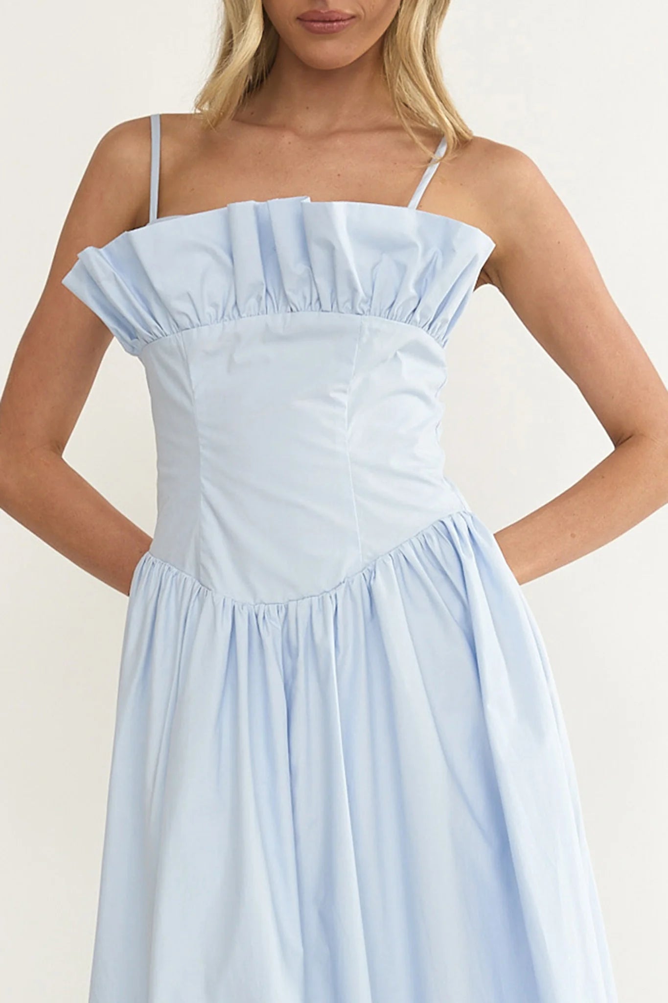 Pailin Frill Bust Maxi Dress Blue