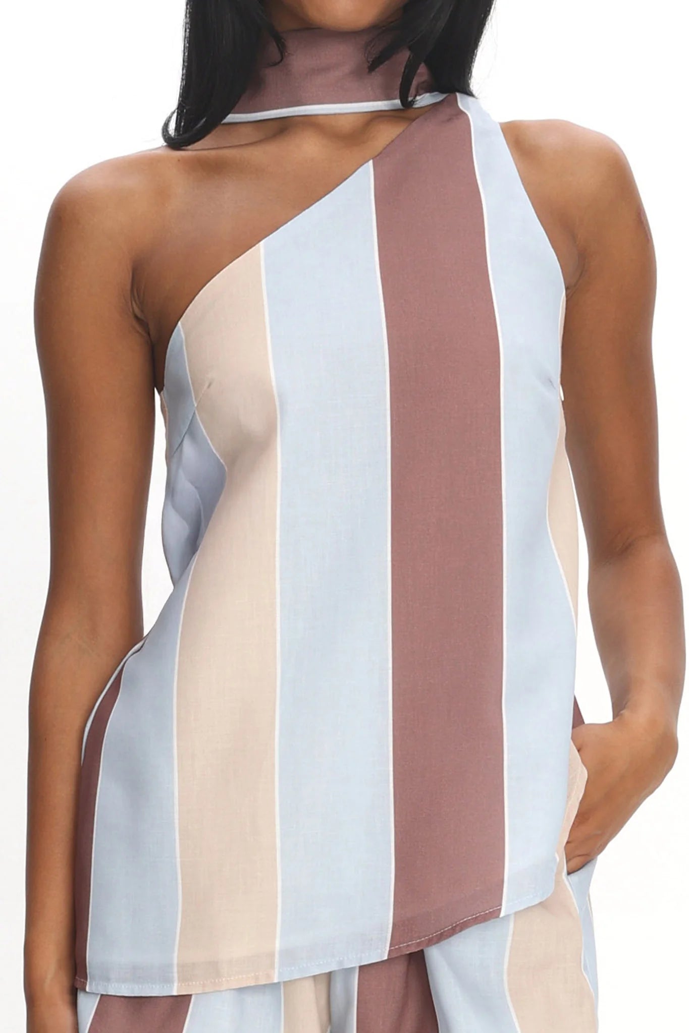 Petronella One Shoulder Top Stripe
