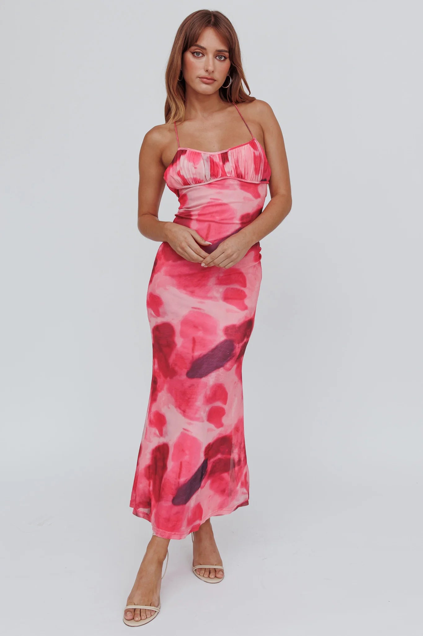 Blossom Belle Low Back Maxi Dress Print Red