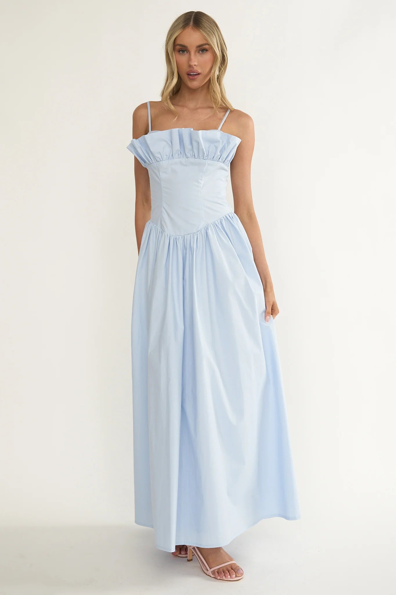 Pailin Frill Bust Maxi Dress Blue