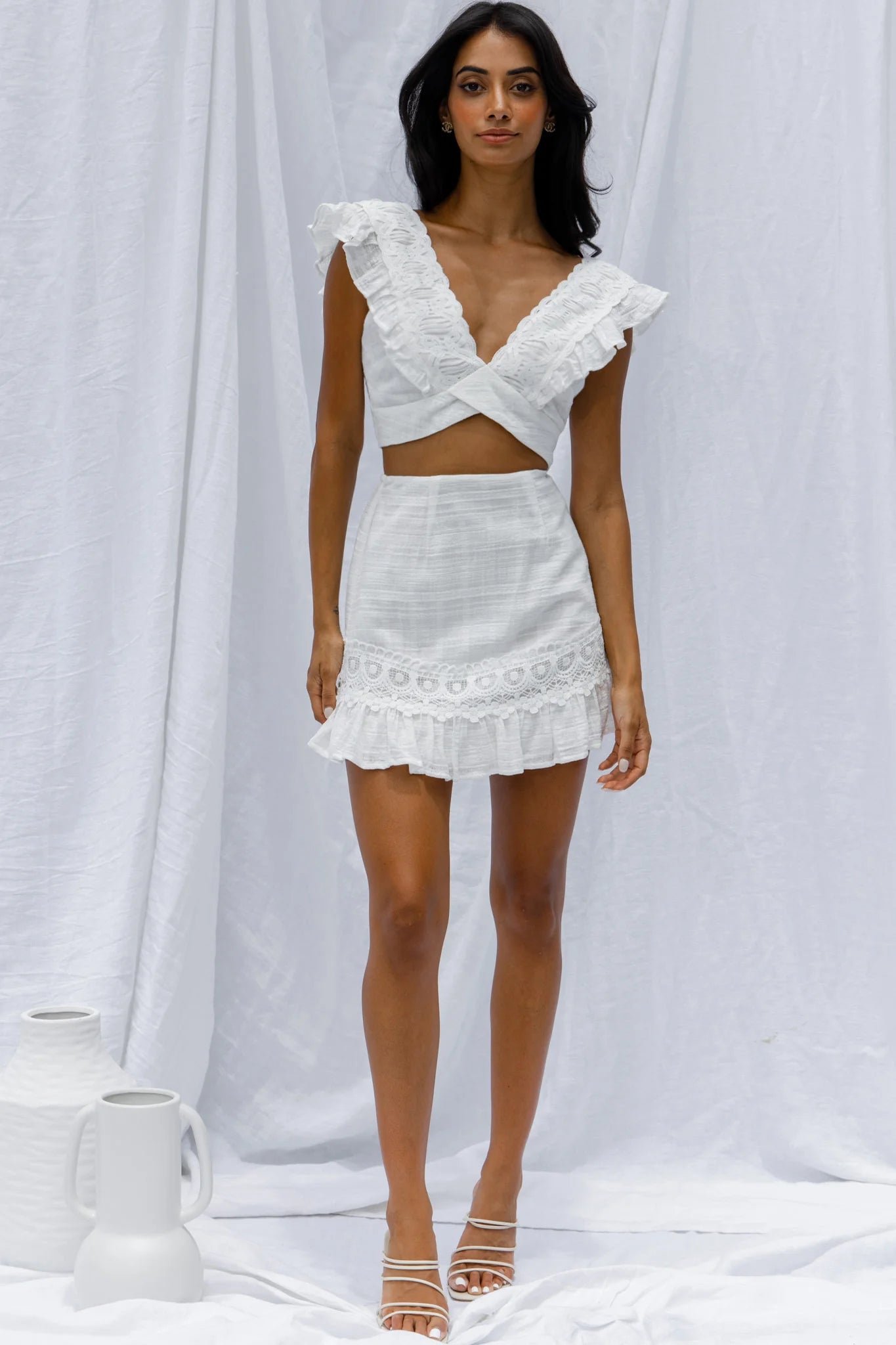 Just Bliss Embroidered Trim Mini Skirt White