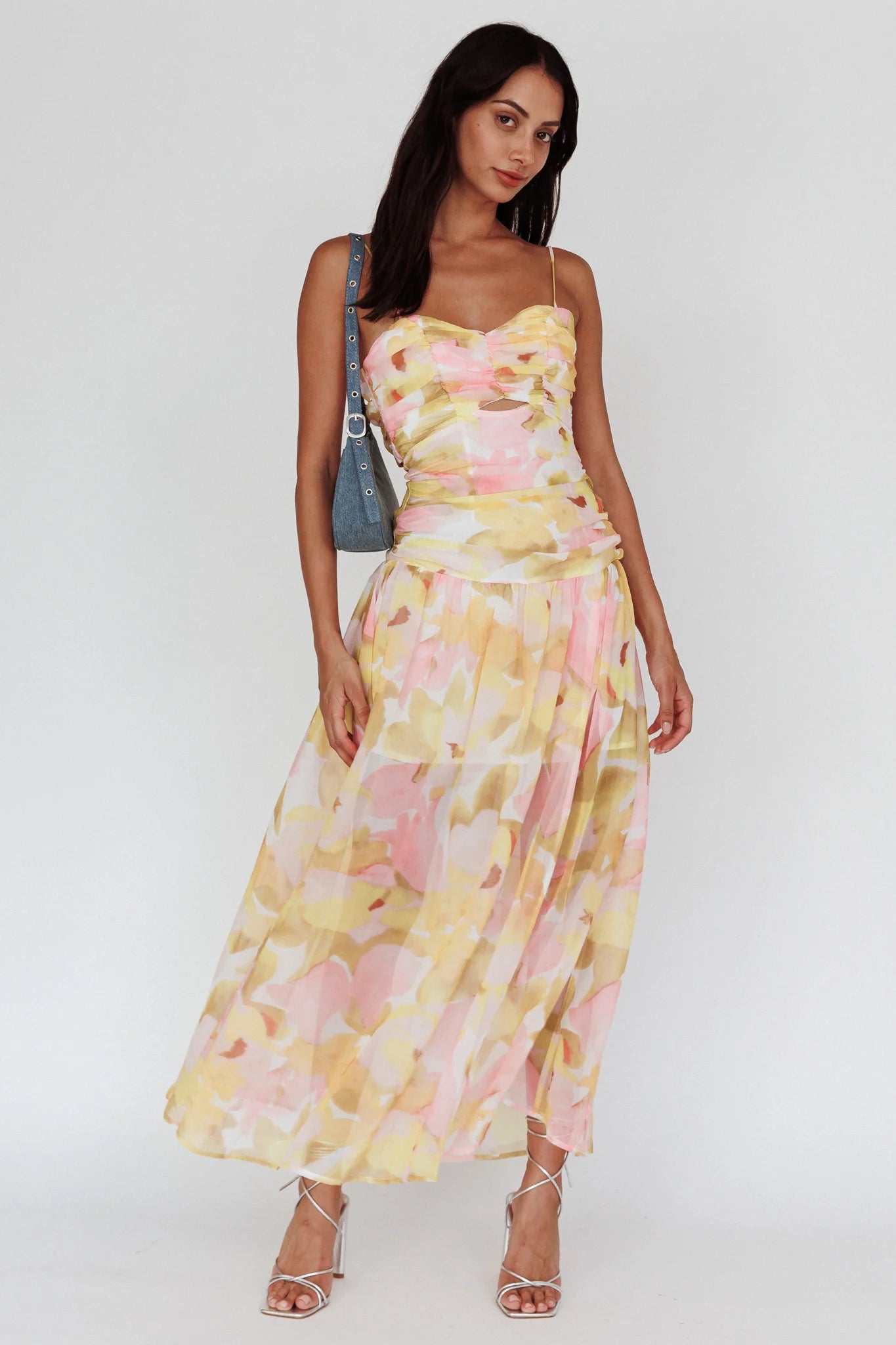 Stars Are Blind Tied Back Midi Dress Floral Pink