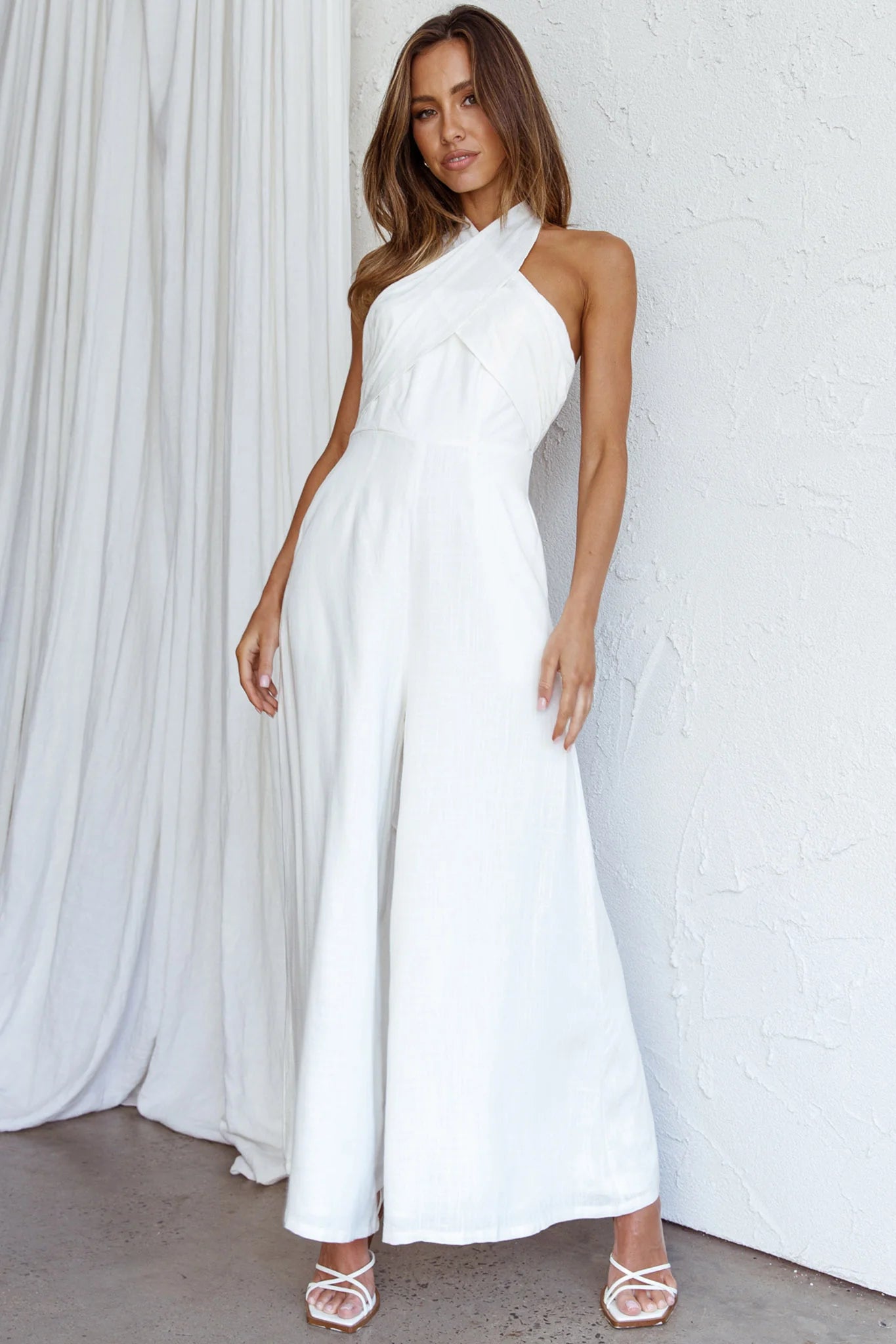 Stars Align Halterneck Jumpsuit White