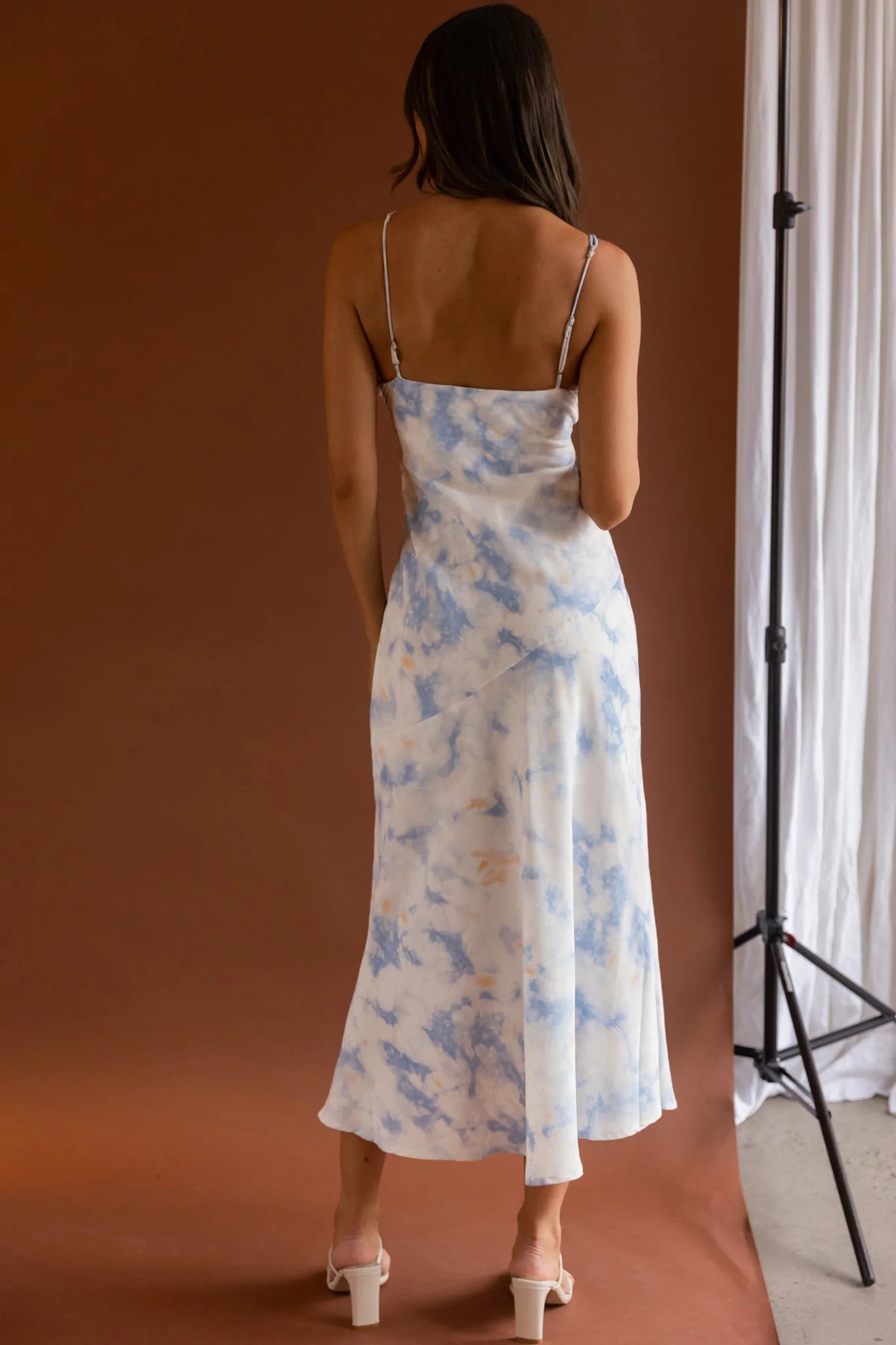 She Reigns Twist Bust Split Midi Dress Tie Dye Blue