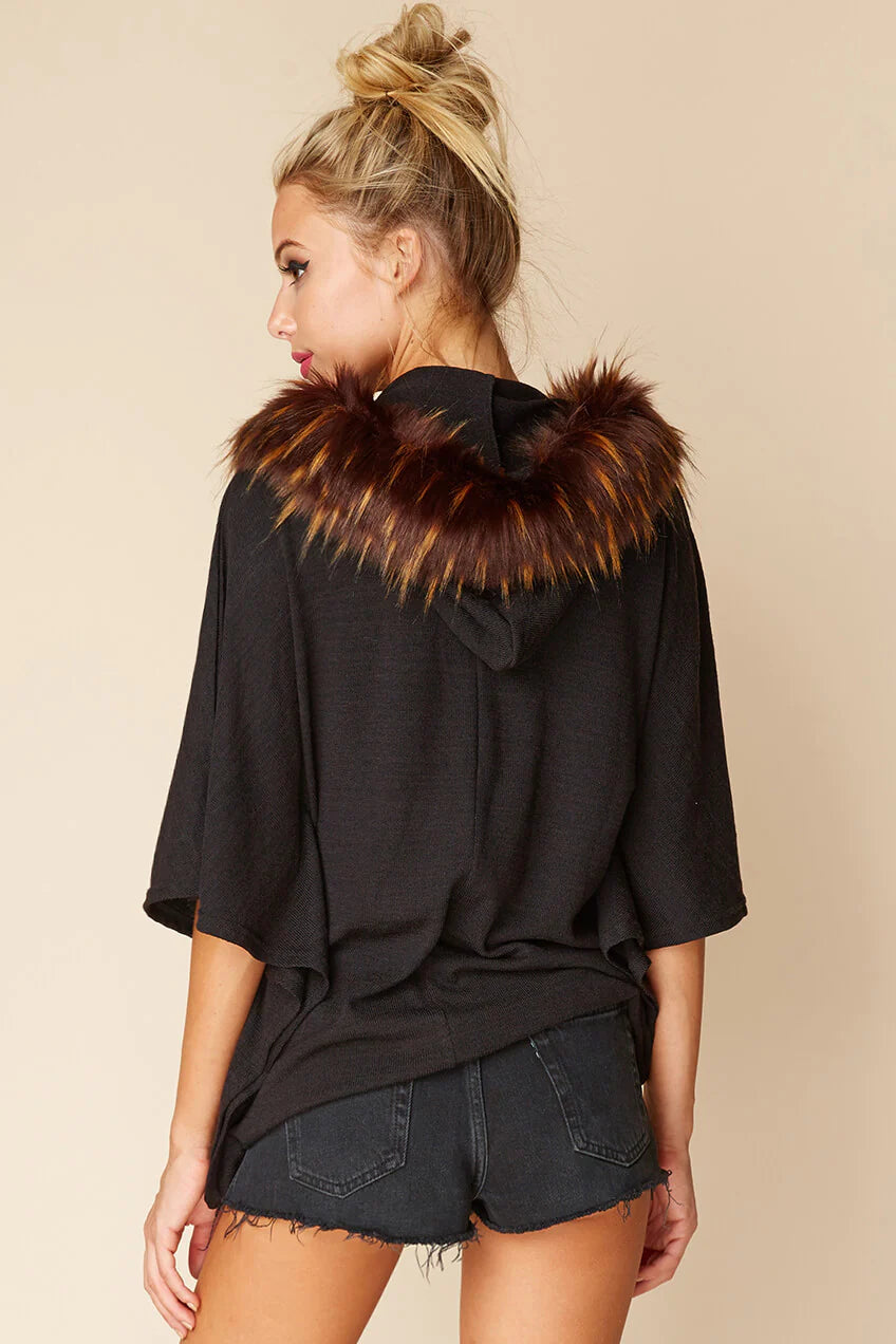 Sarie Faux Fur Sweater Black