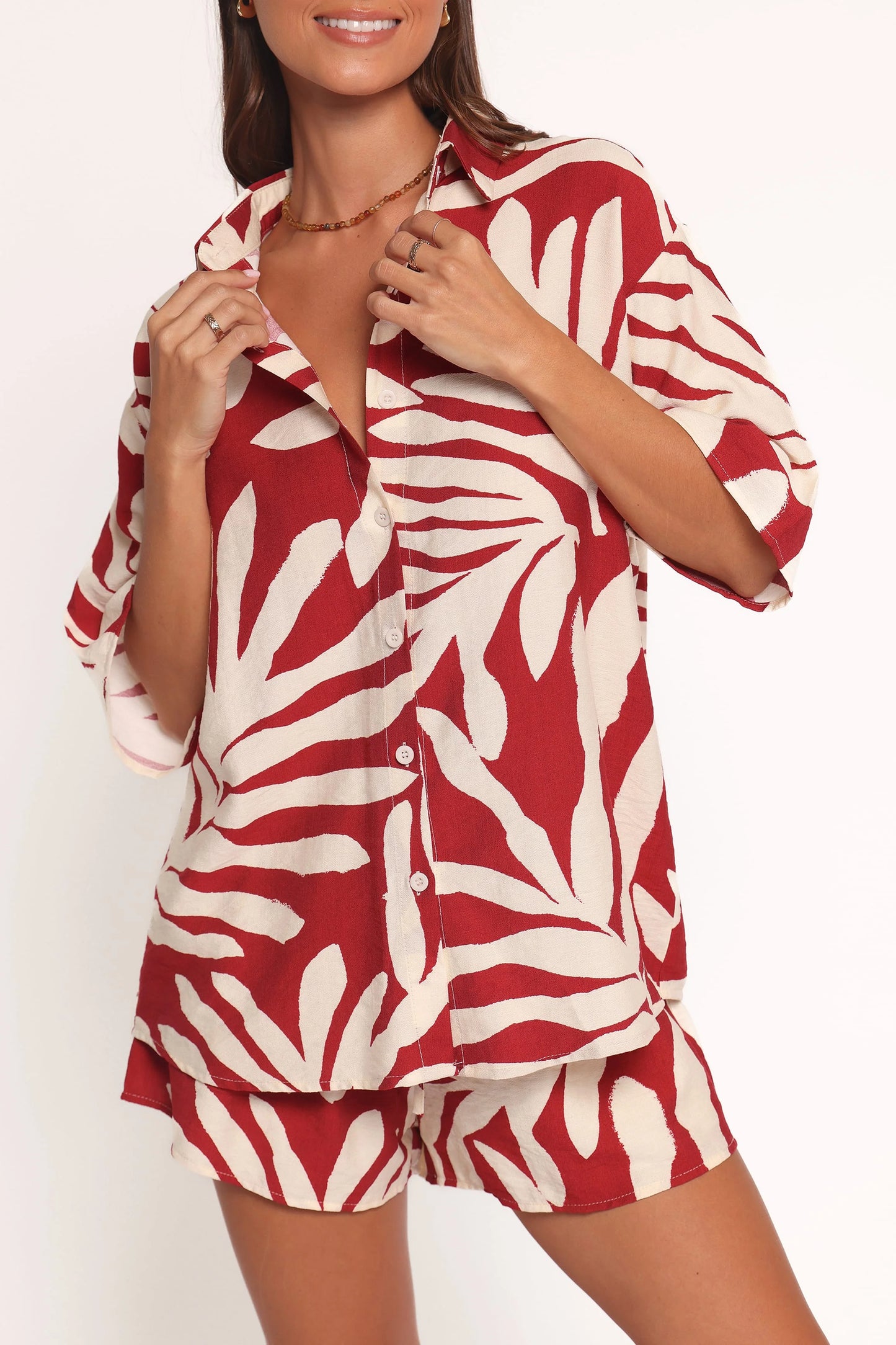 Lilo Short Set - Red Palm Print