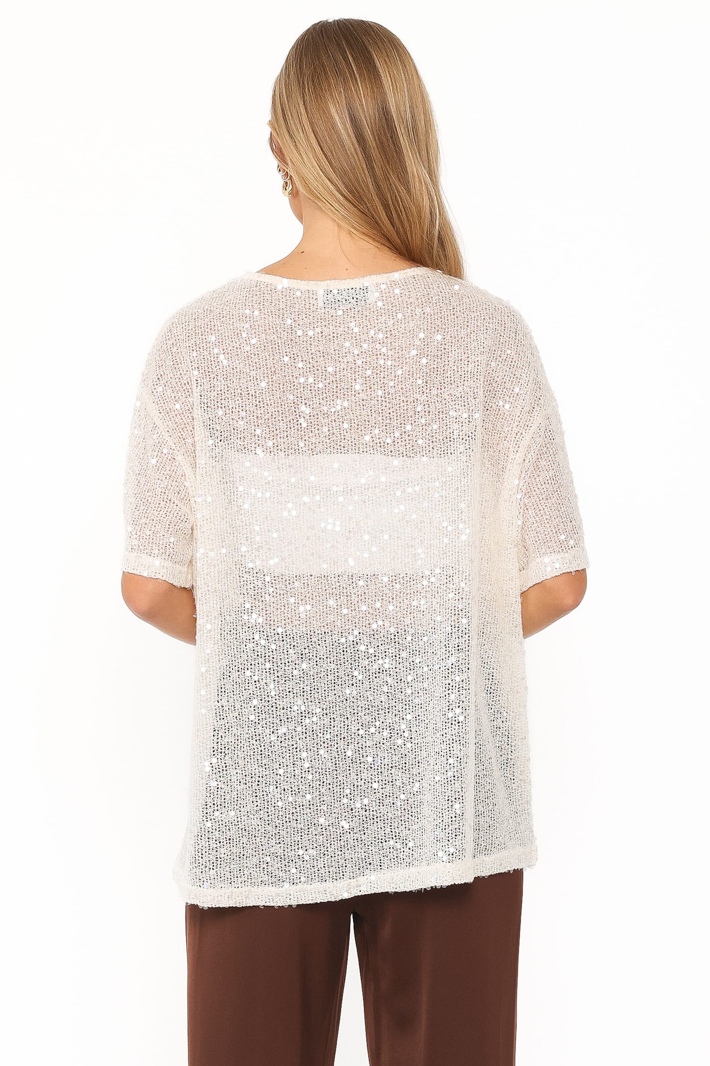 Nadine Sheer Tee Top - Cream