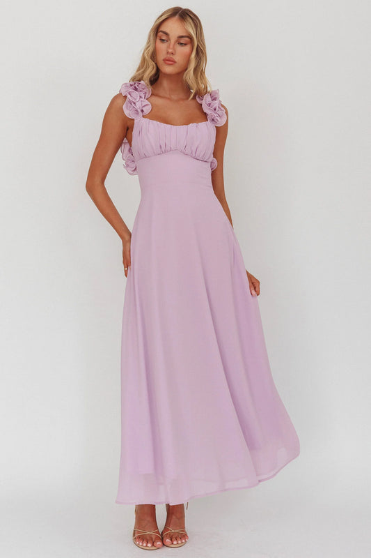 Eloquent Lace-Up Back Maxi Dress Lilac