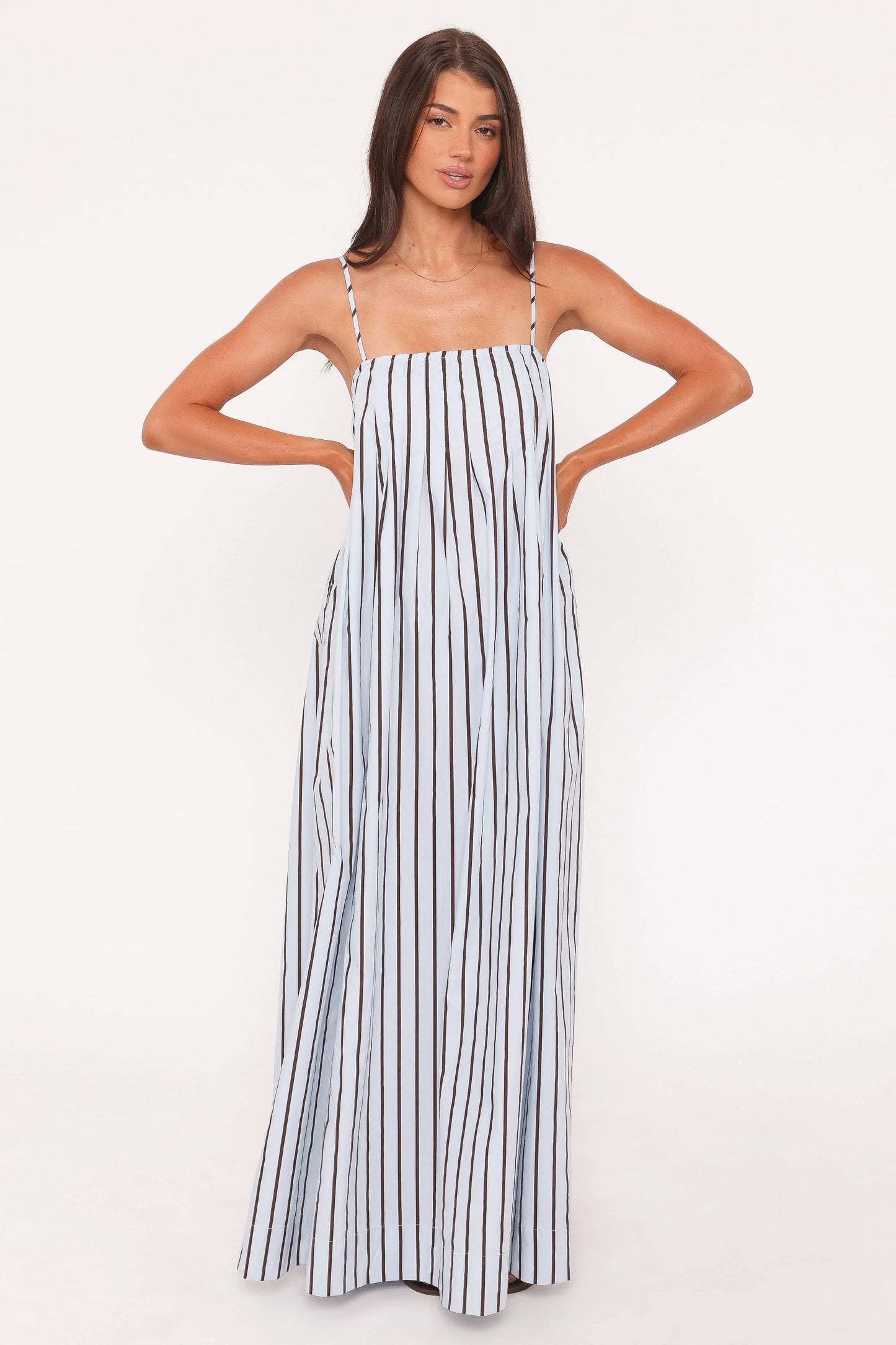 Arletta Maxi Dress - Blue/Brown Stripe