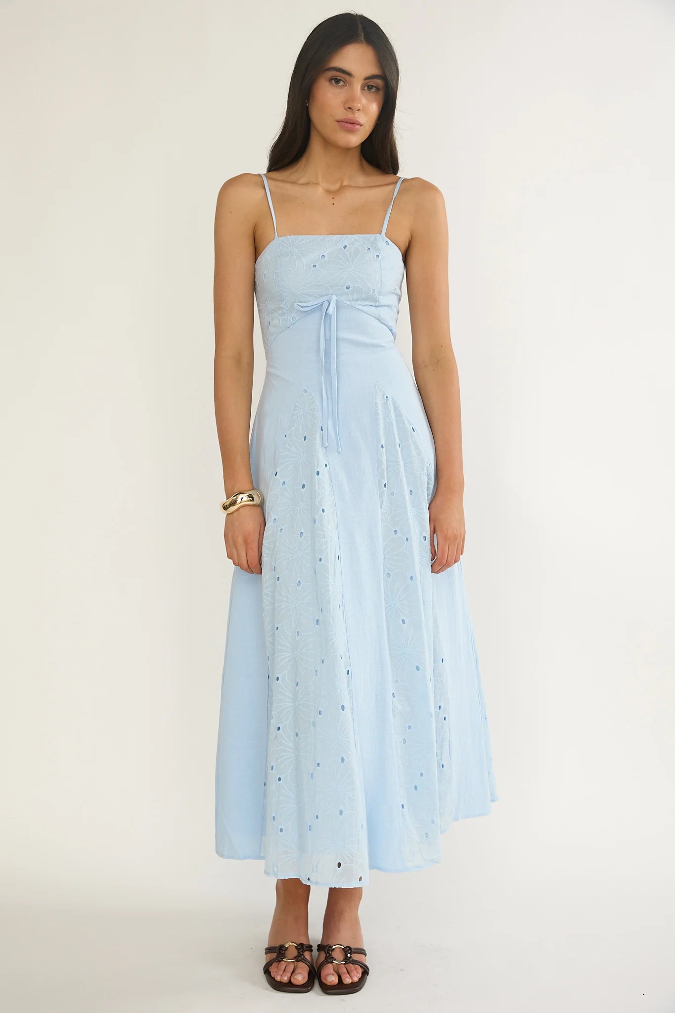 Shaye Embroidery Insert Maxi Dress Blue