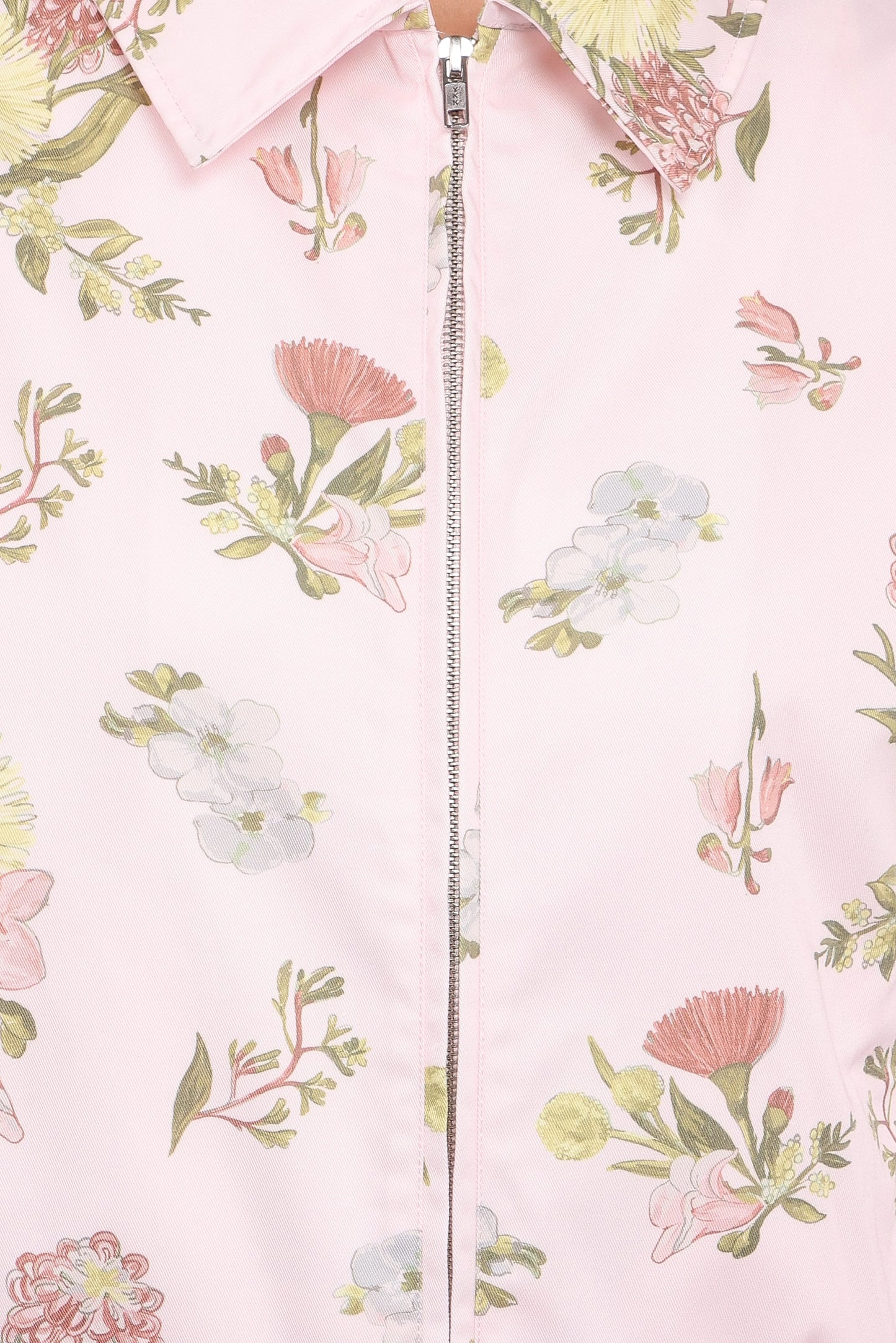 Calvin Floral Twill Zip Jacket - Pale Pink Floral
