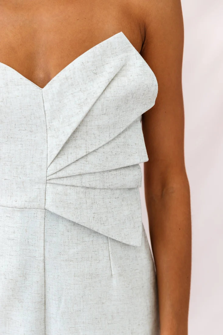 Call Me Wide-Leg Linen Bandeau Jumpsuit Beige