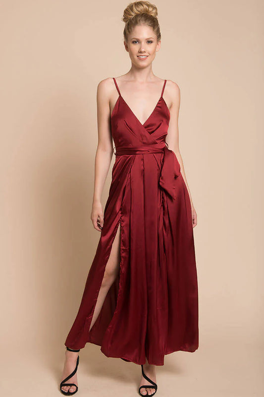 Ella Open Back Jumpsuit Burgundy