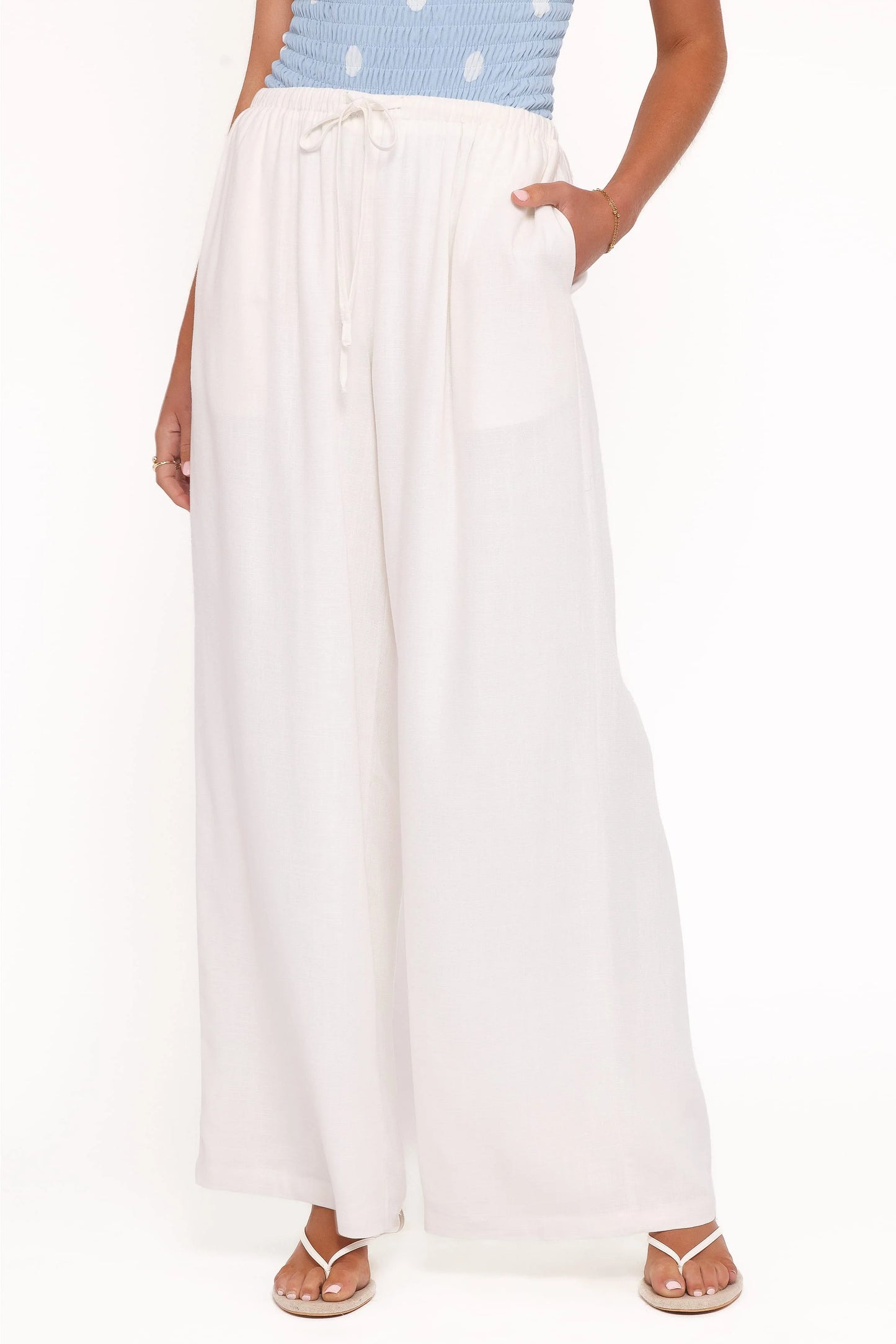 Elowen Wide Leg Pants - White